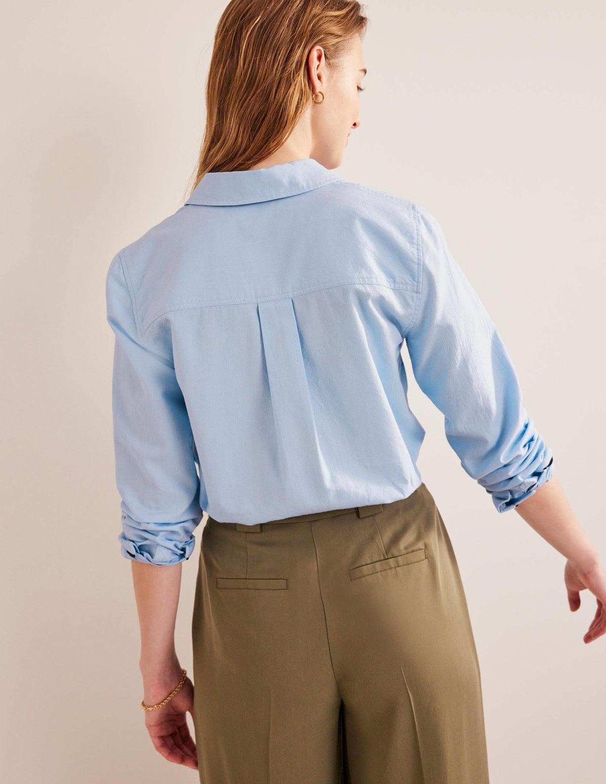 Straight Cotton Shirt-Blue Oxford - Image 3