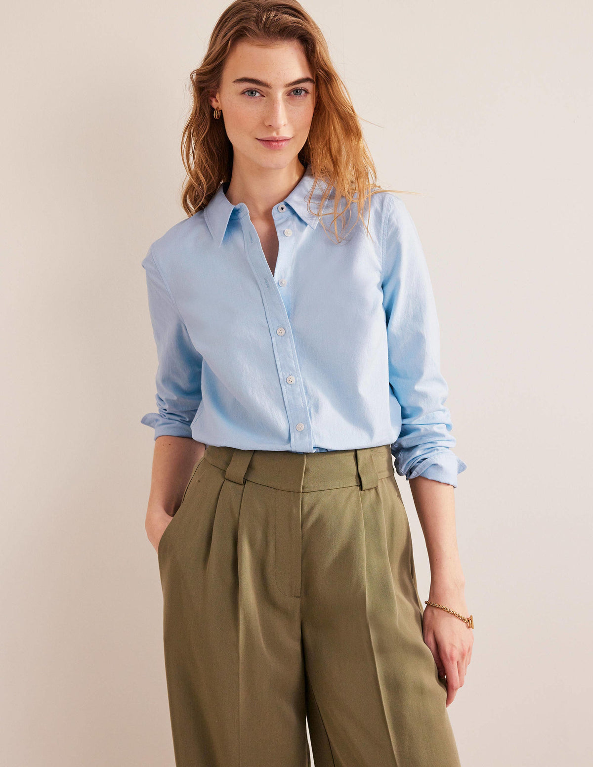 Straight Cotton Shirt-Blue Oxford - Image 4