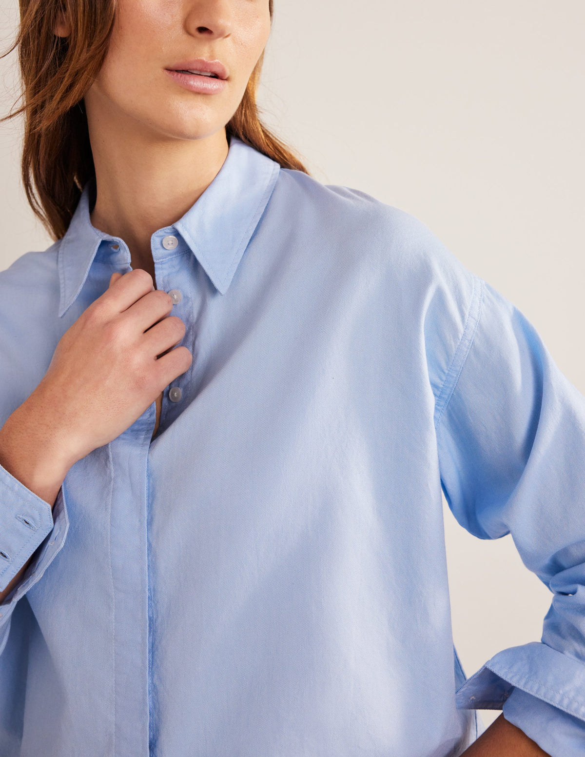 New Relaxed Cotton Shirt-Blue Oxford-2