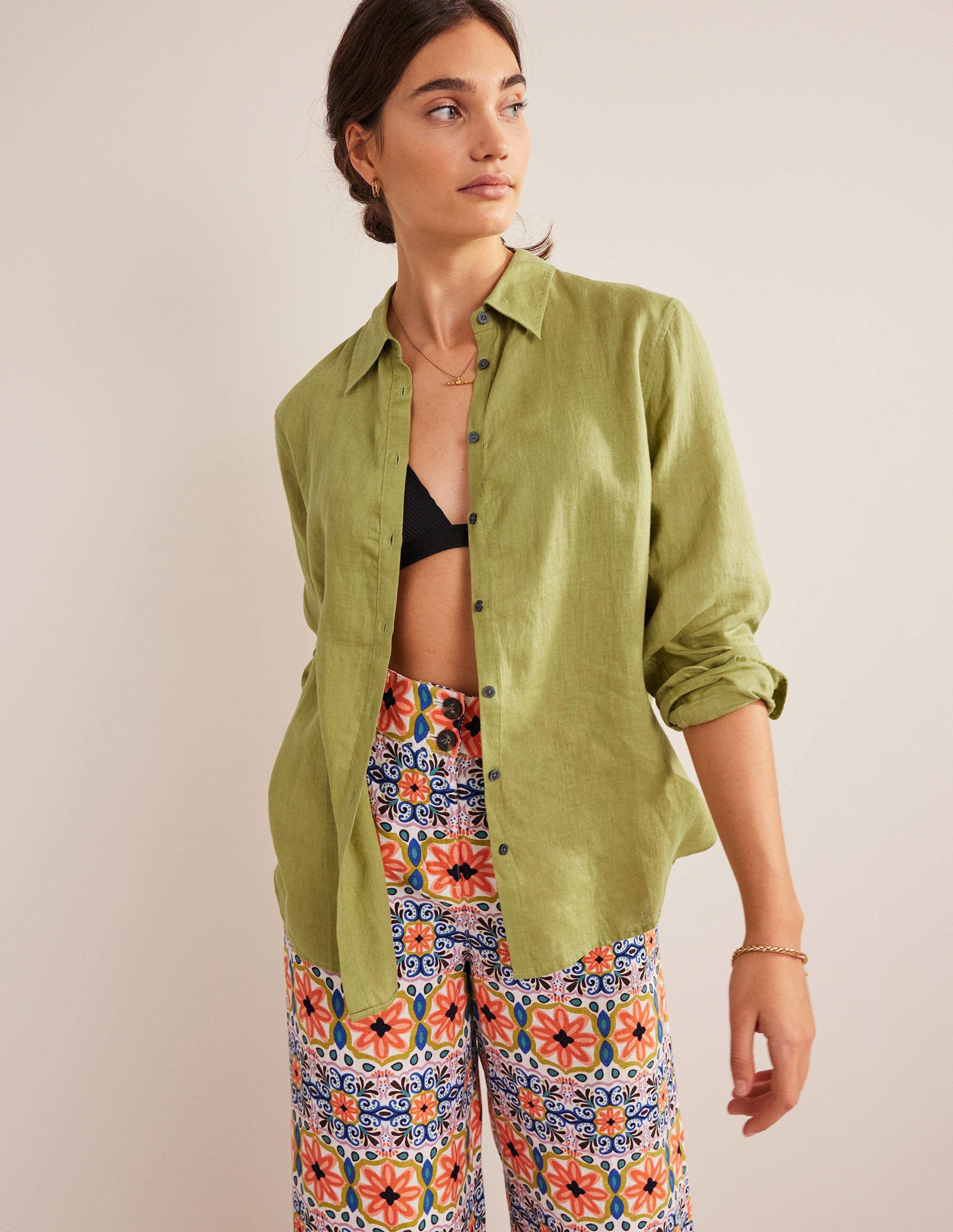 New Linen Shirt-Golden Lime-1