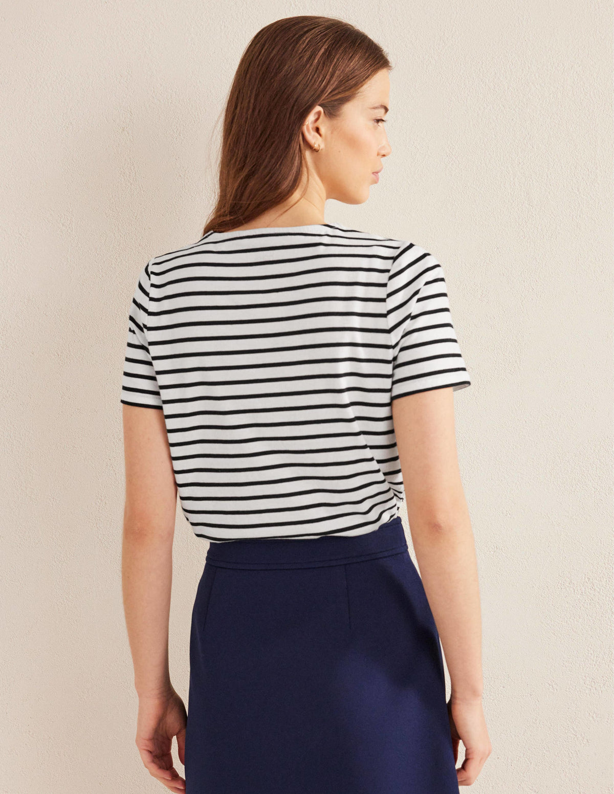 Bea Short Sleeve Breton-Ivory, Black - Image 3