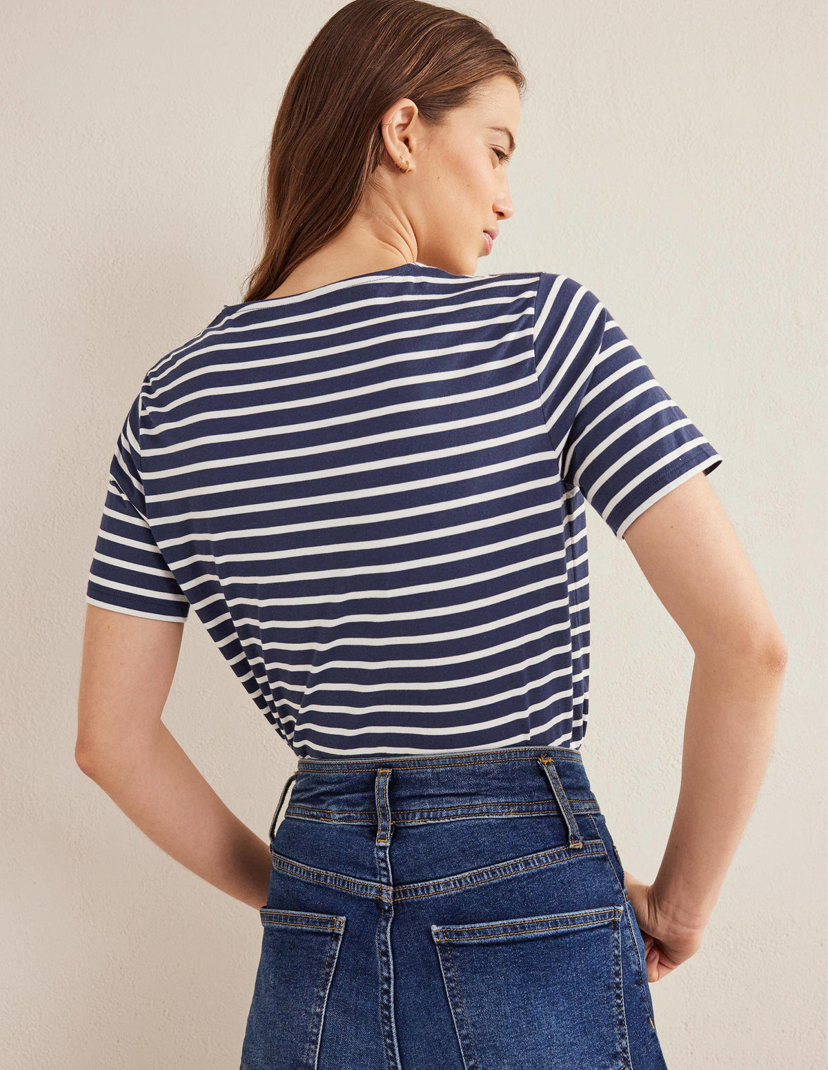 Bea Short Sleeve Breton-Navy, Ivory - Image 3