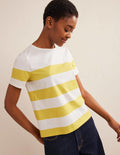Bea Short Sleeve Breton-Sweet Honeycomb, Ivory Stripe