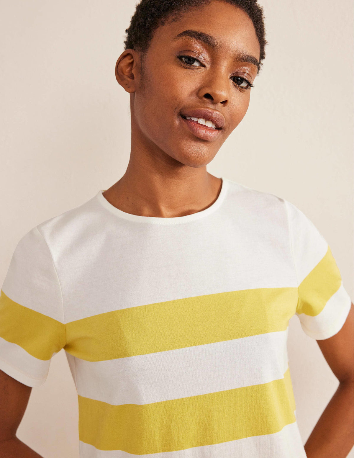 Bea Short Sleeve Breton-Sweet Honeycomb, Ivory Stripe - Image 2