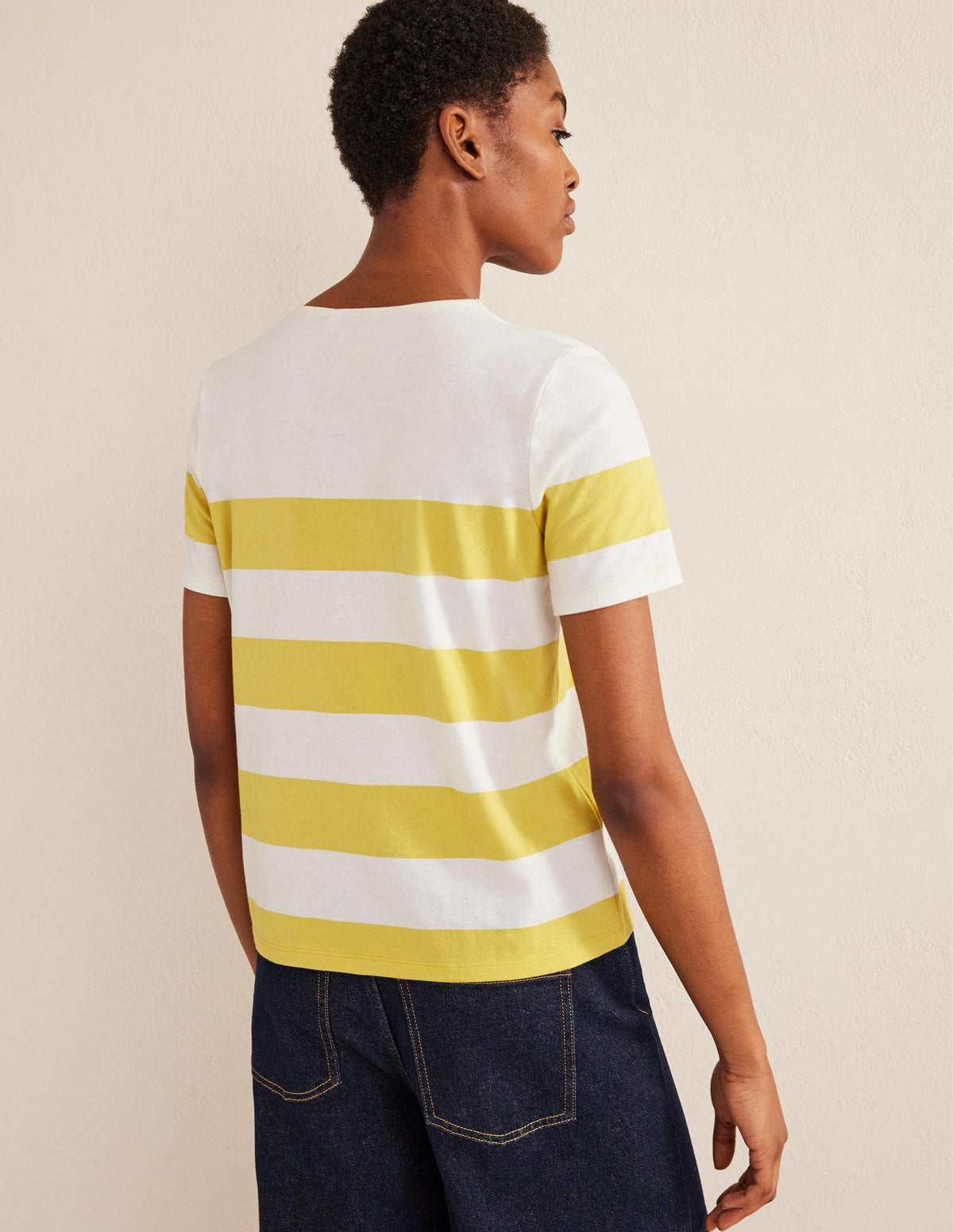 Bea Short Sleeve Breton-Sweet Honeycomb, Ivory Stripe - Image 3