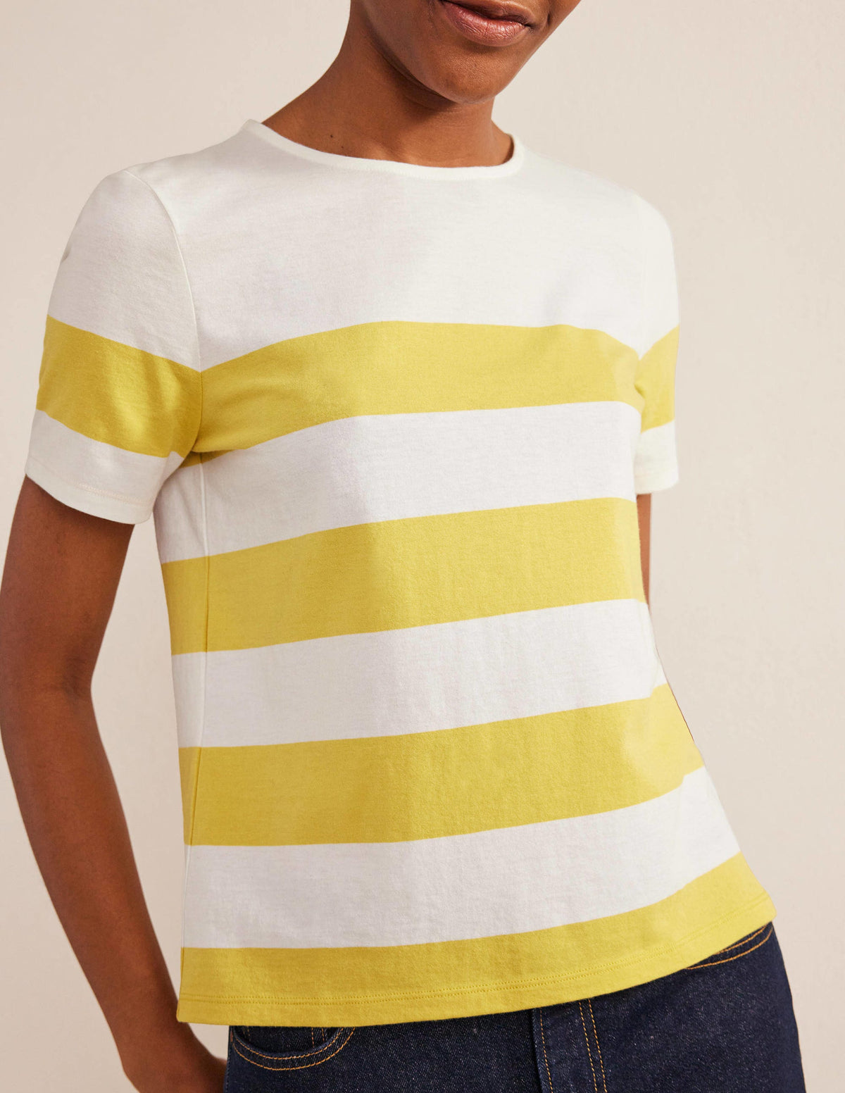 Bea Short Sleeve Breton-Sweet Honeycomb, Ivory Stripe - Image 4