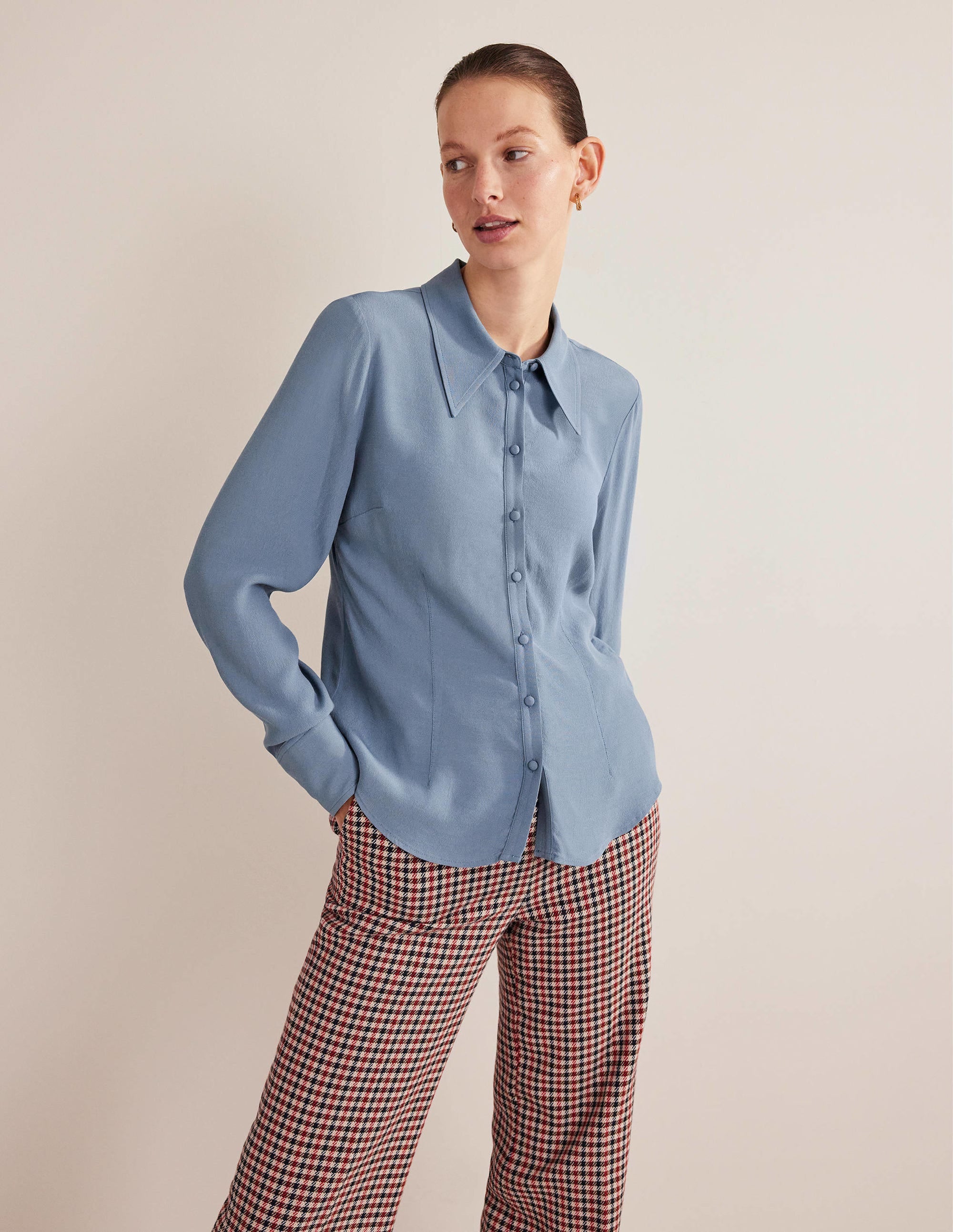 Fitted Workwear Shirt-Captains Blue - Image 1
