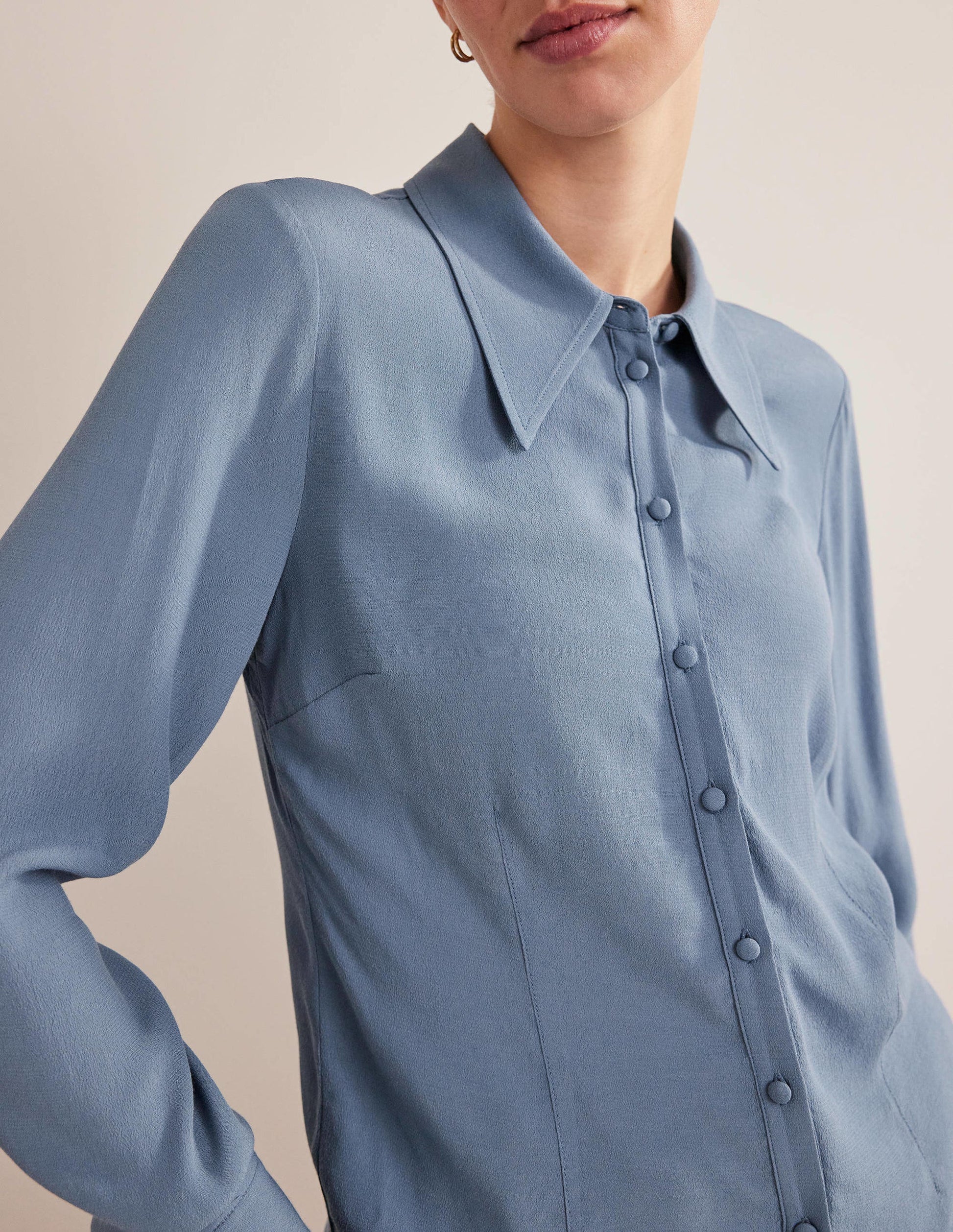 Fitted Workwear Shirt-Captains Blue-2