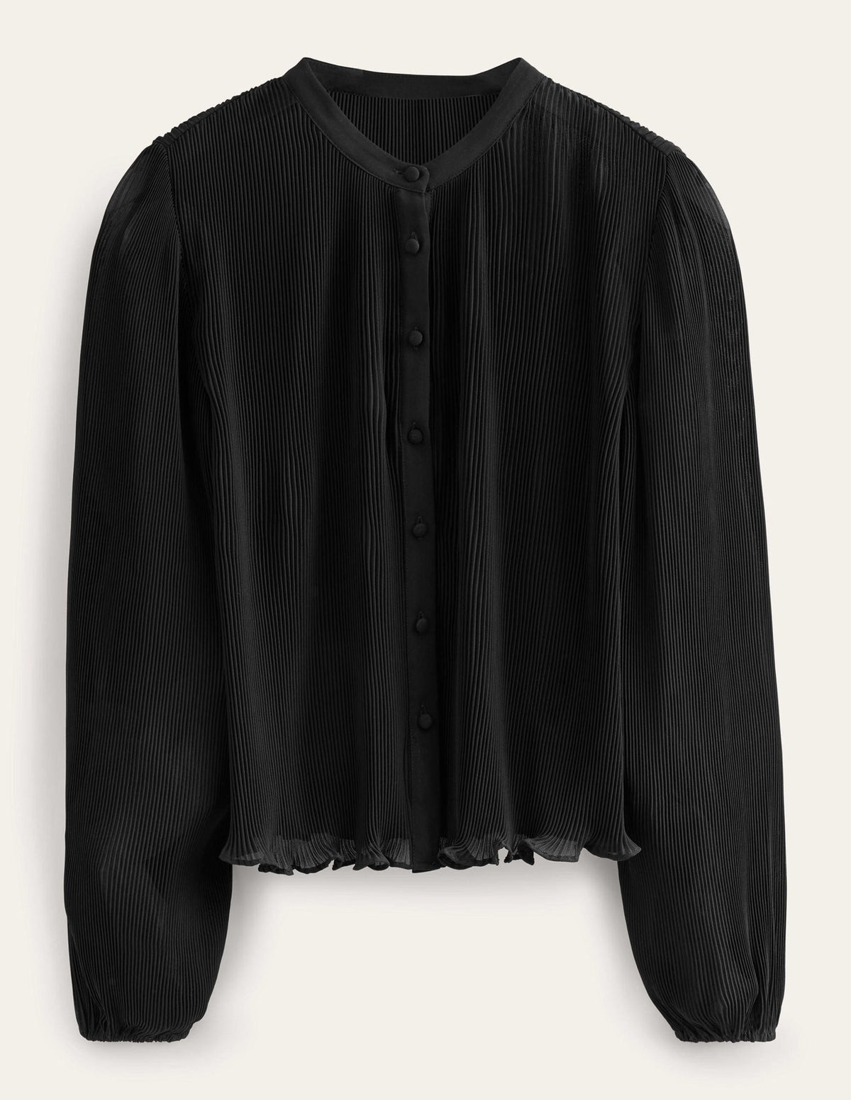 Plisse Pleat Blouse-Black - Image 5