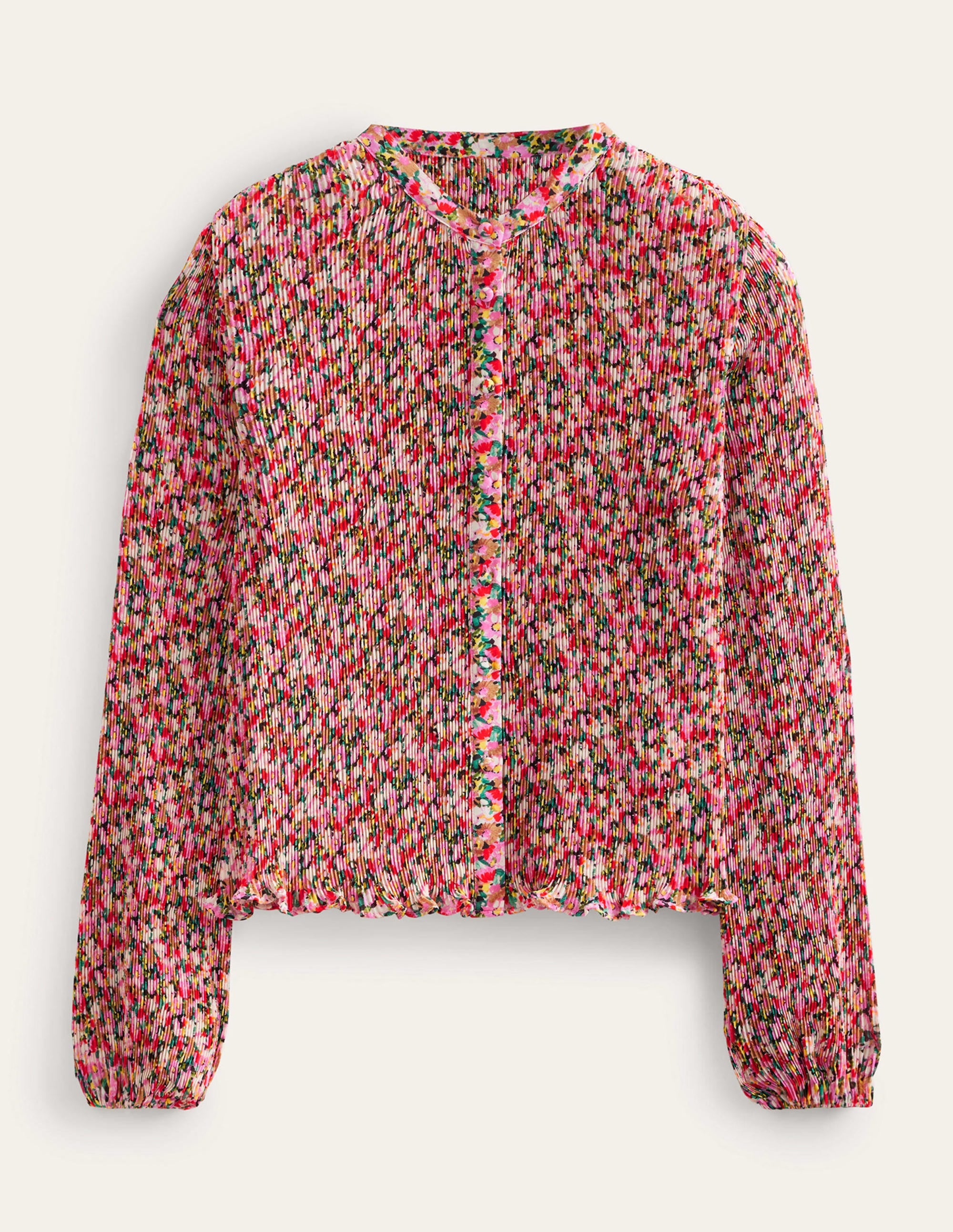Plisse Pleat Blouse-Multi, Painterly Floret - Image 10