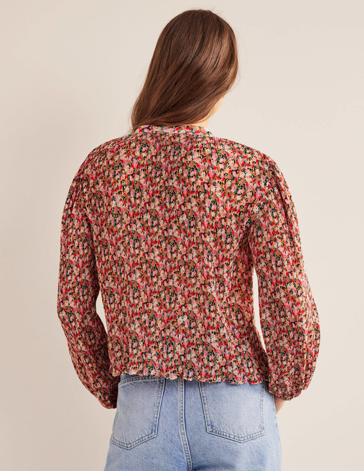 Plisse Pleat Blouse-Multi, Painterly Floret - Image 3
