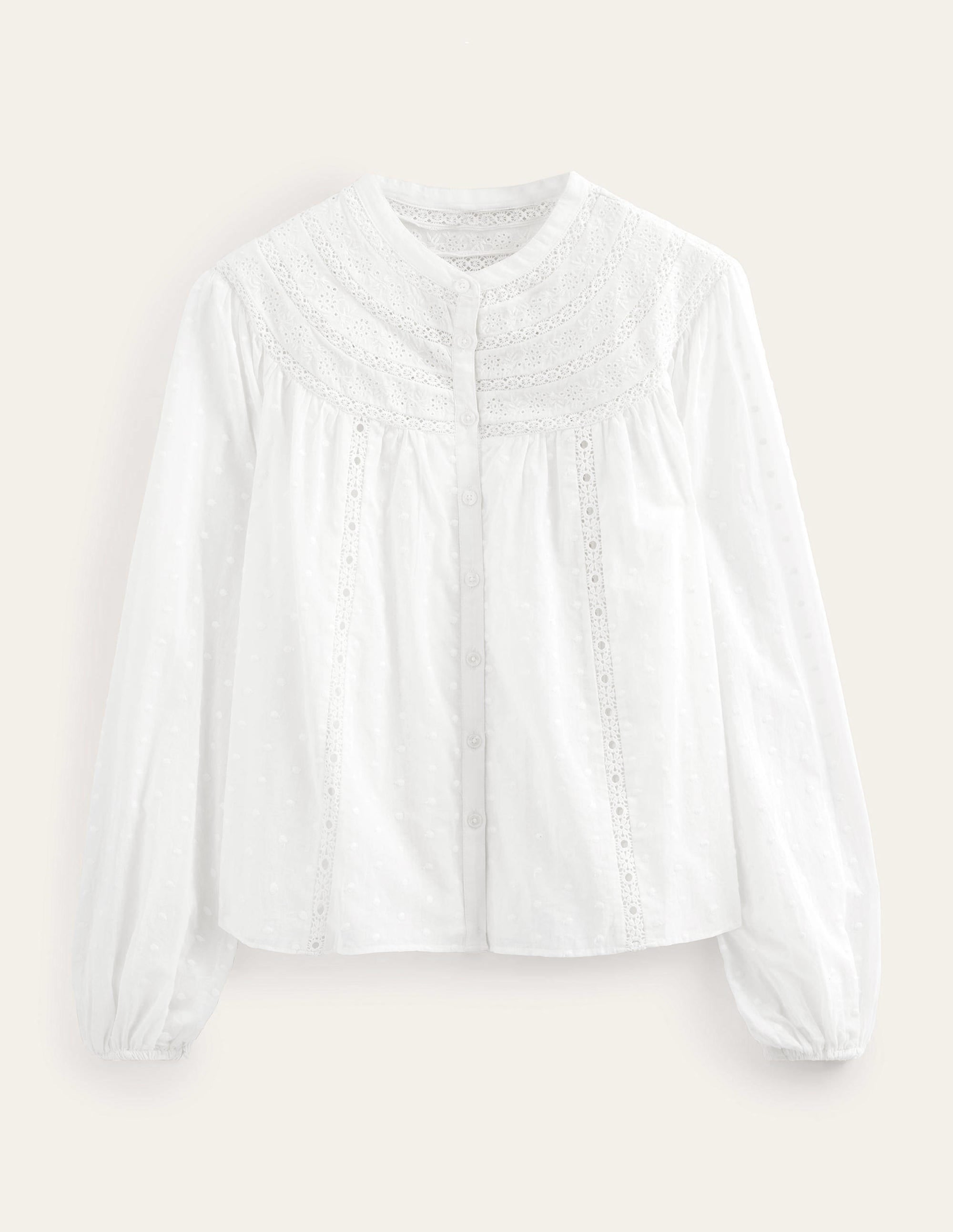 Broderie Trim Blouse-Ivory - Image 5