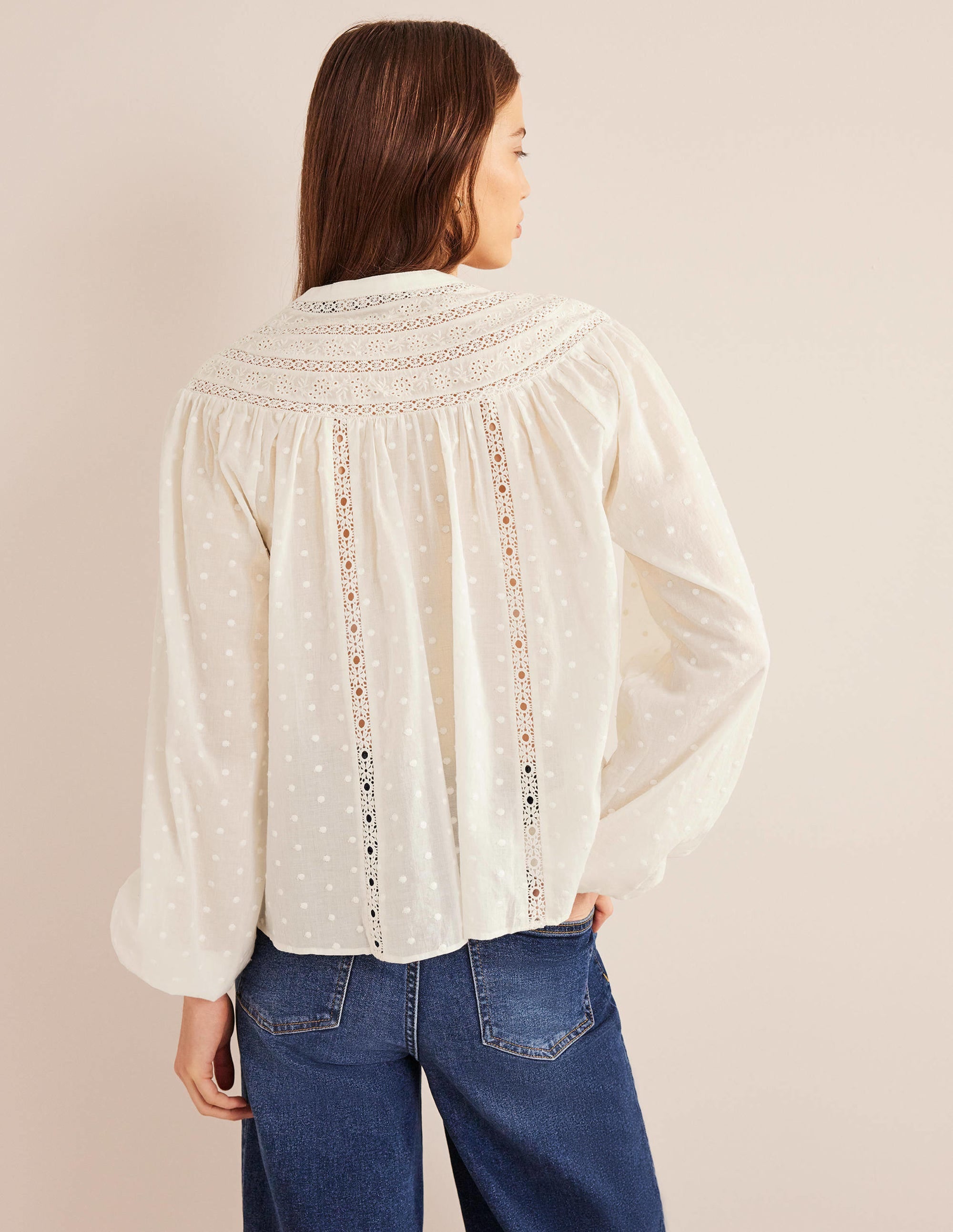 Broderie Trim Blouse-Ivory - Image 3