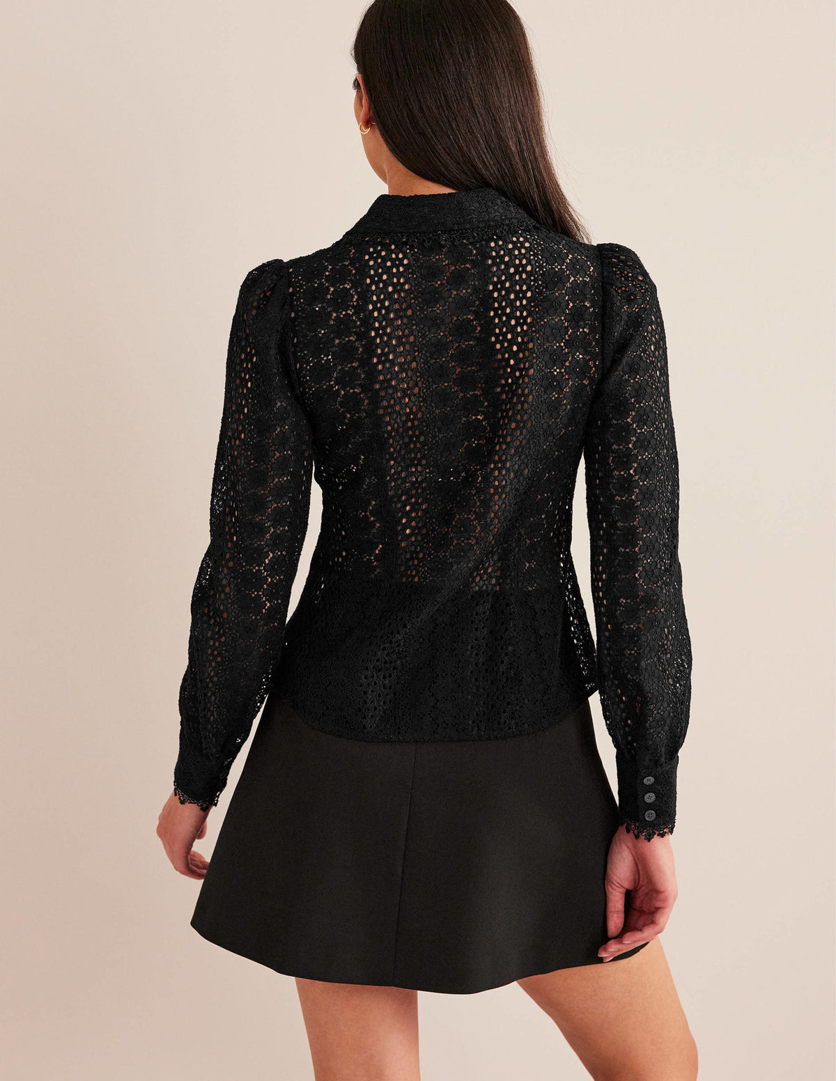 Fitted Lace Shirt-Black-3