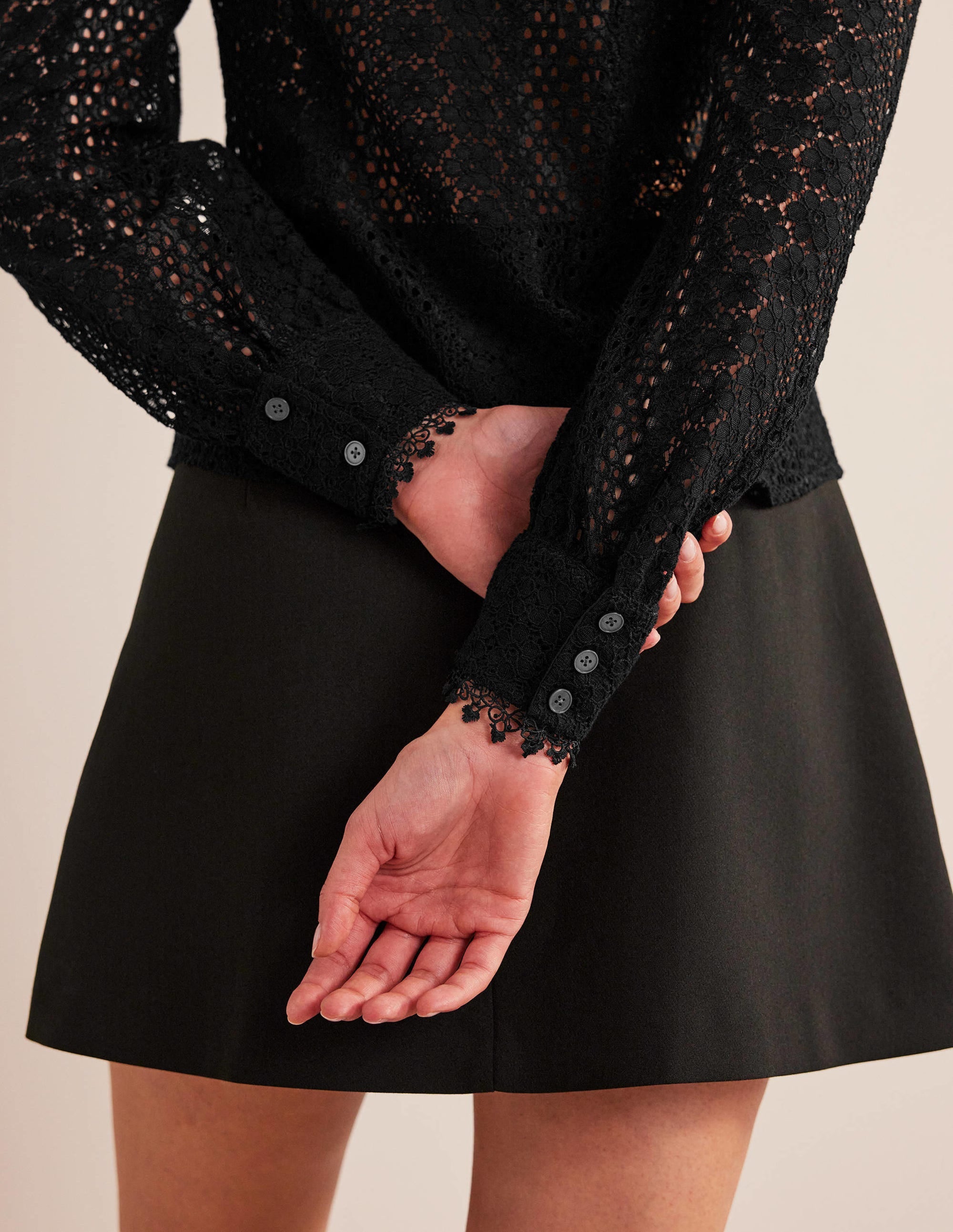 Fitted Lace Shirt-Black - Image 5