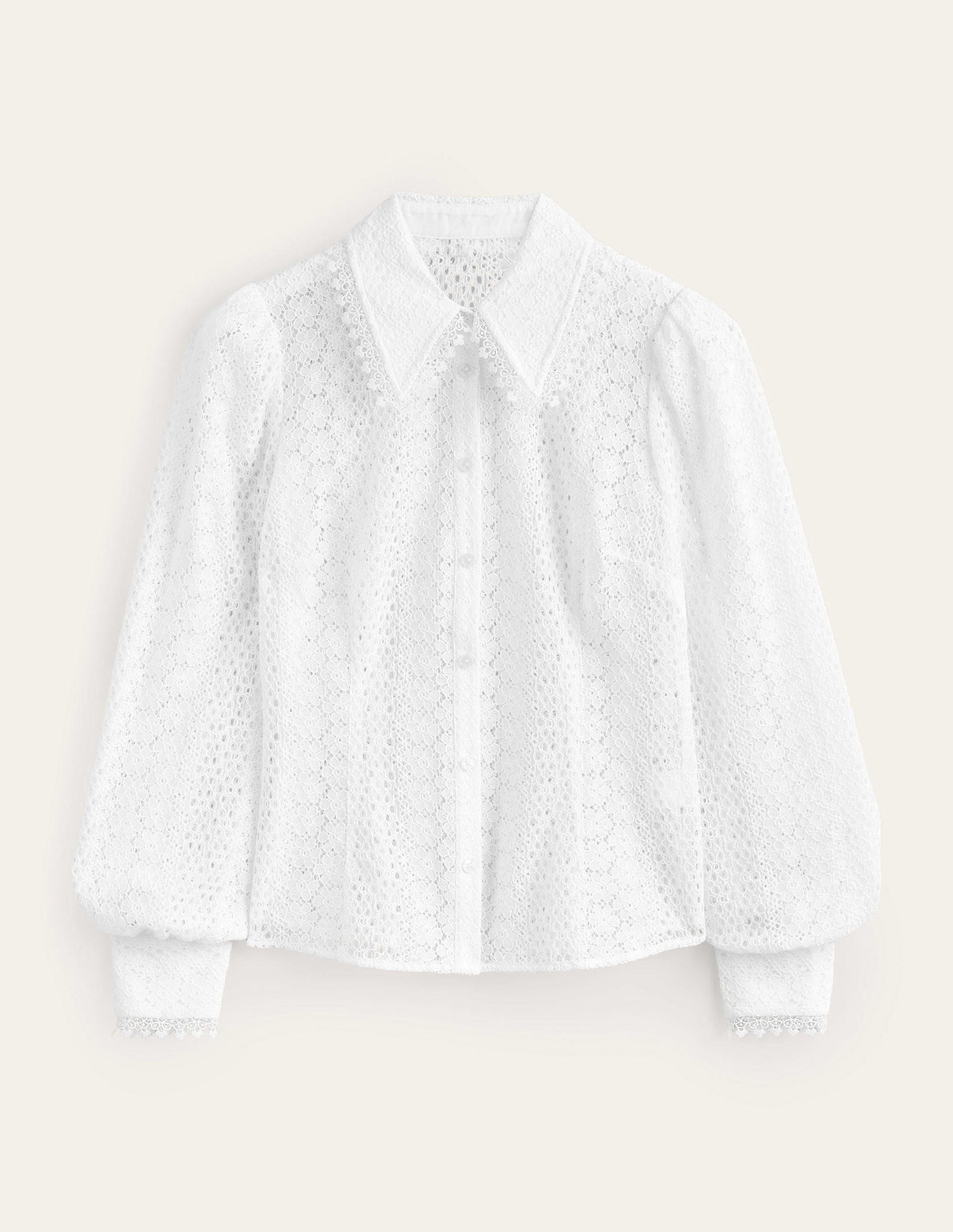 Fitted Lace Shirt-White-5
