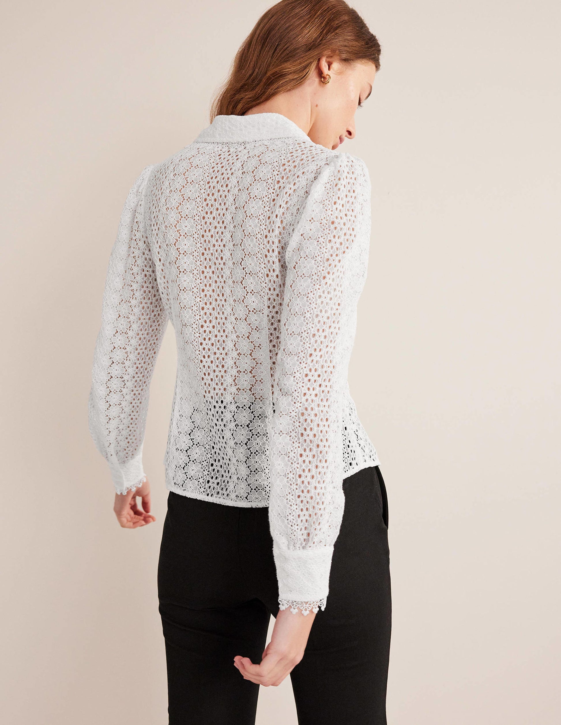 Fitted Lace Shirt-White-3