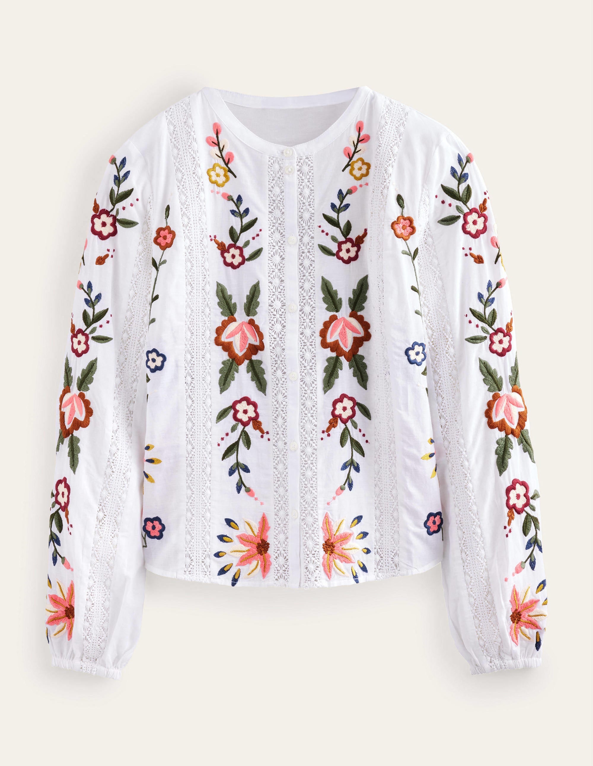 Floral Embroidered Blouse-White - Image 6