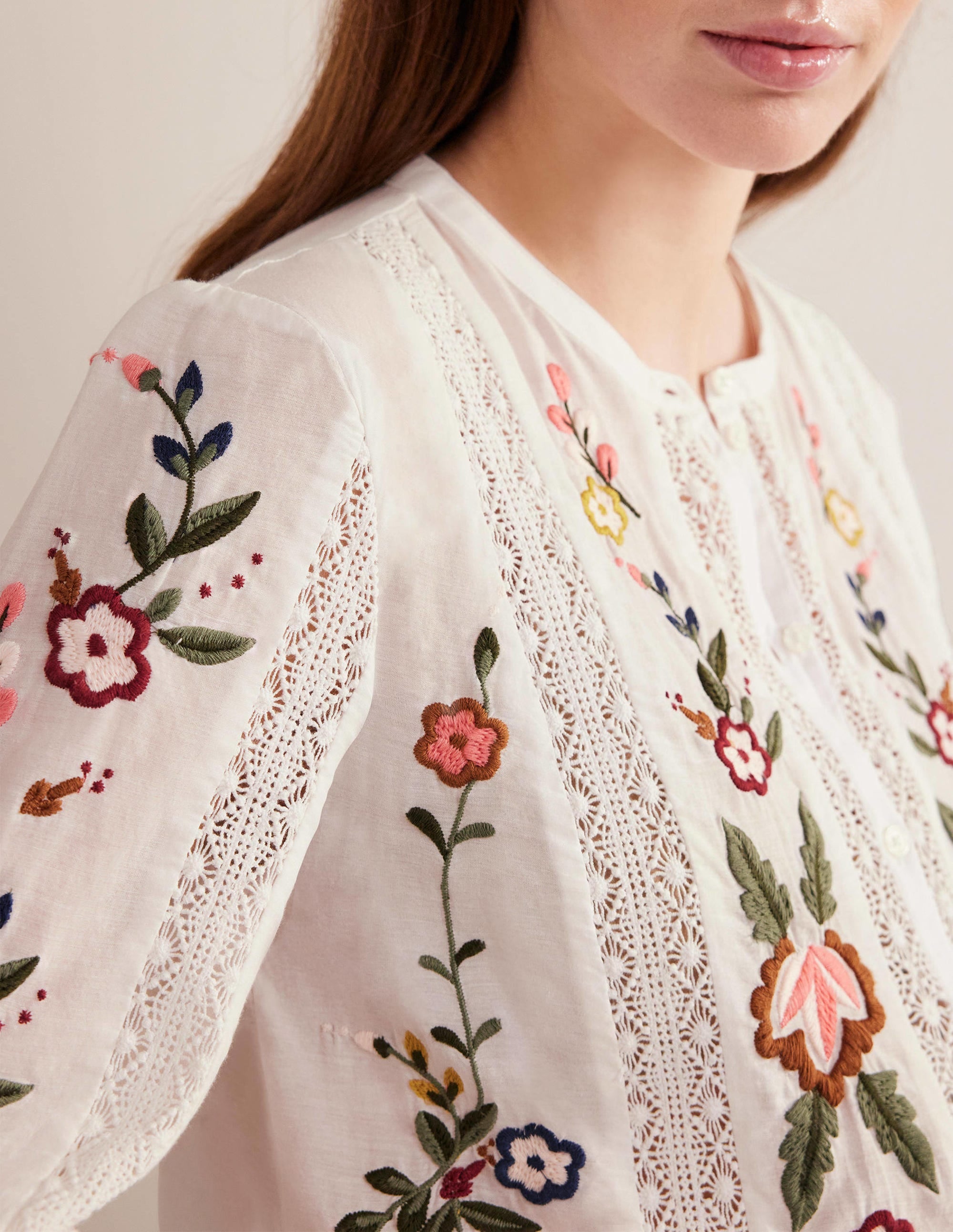 Floral Embroidered Blouse-White - Image 2
