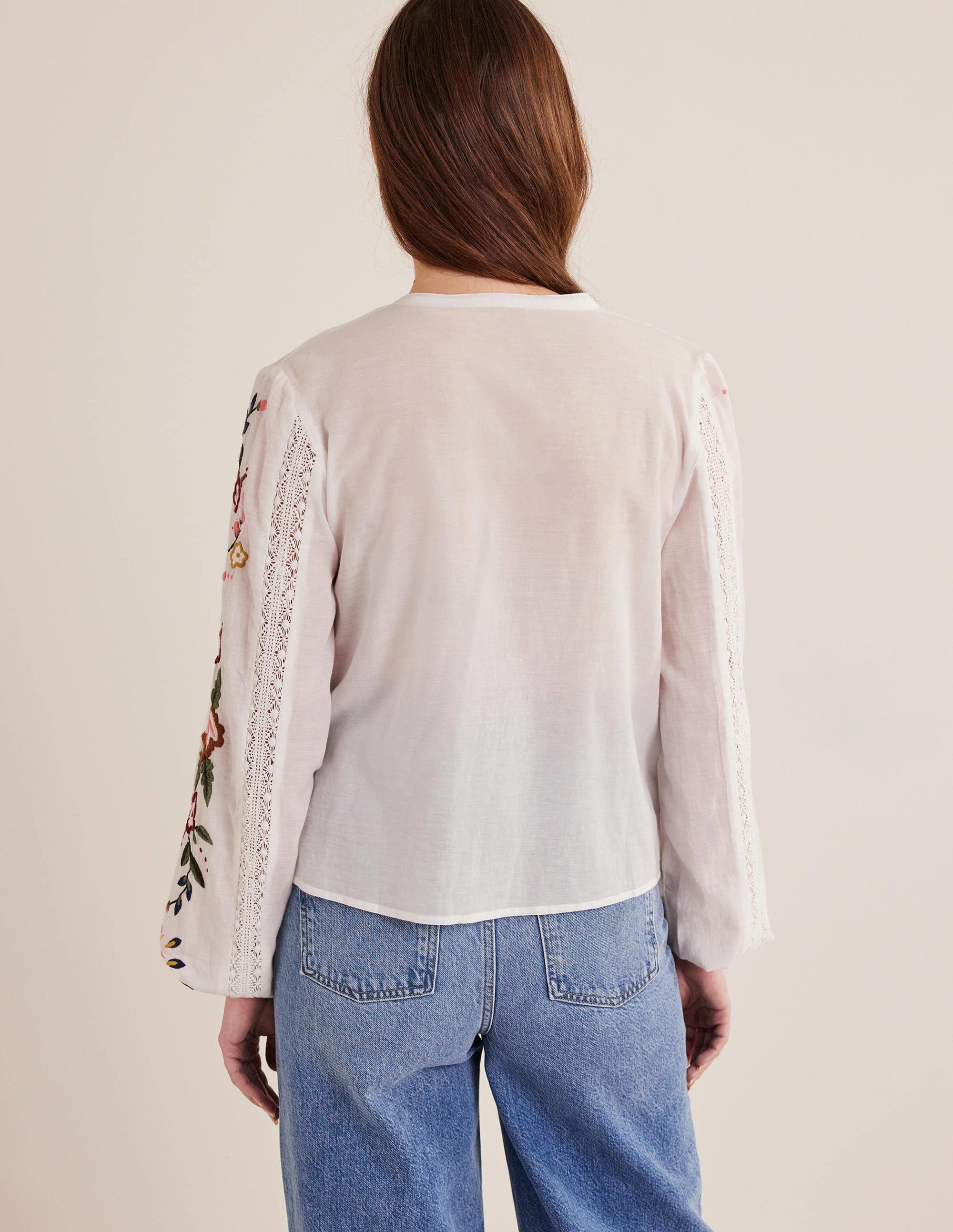 Floral Embroidered Blouse-White - Image 3