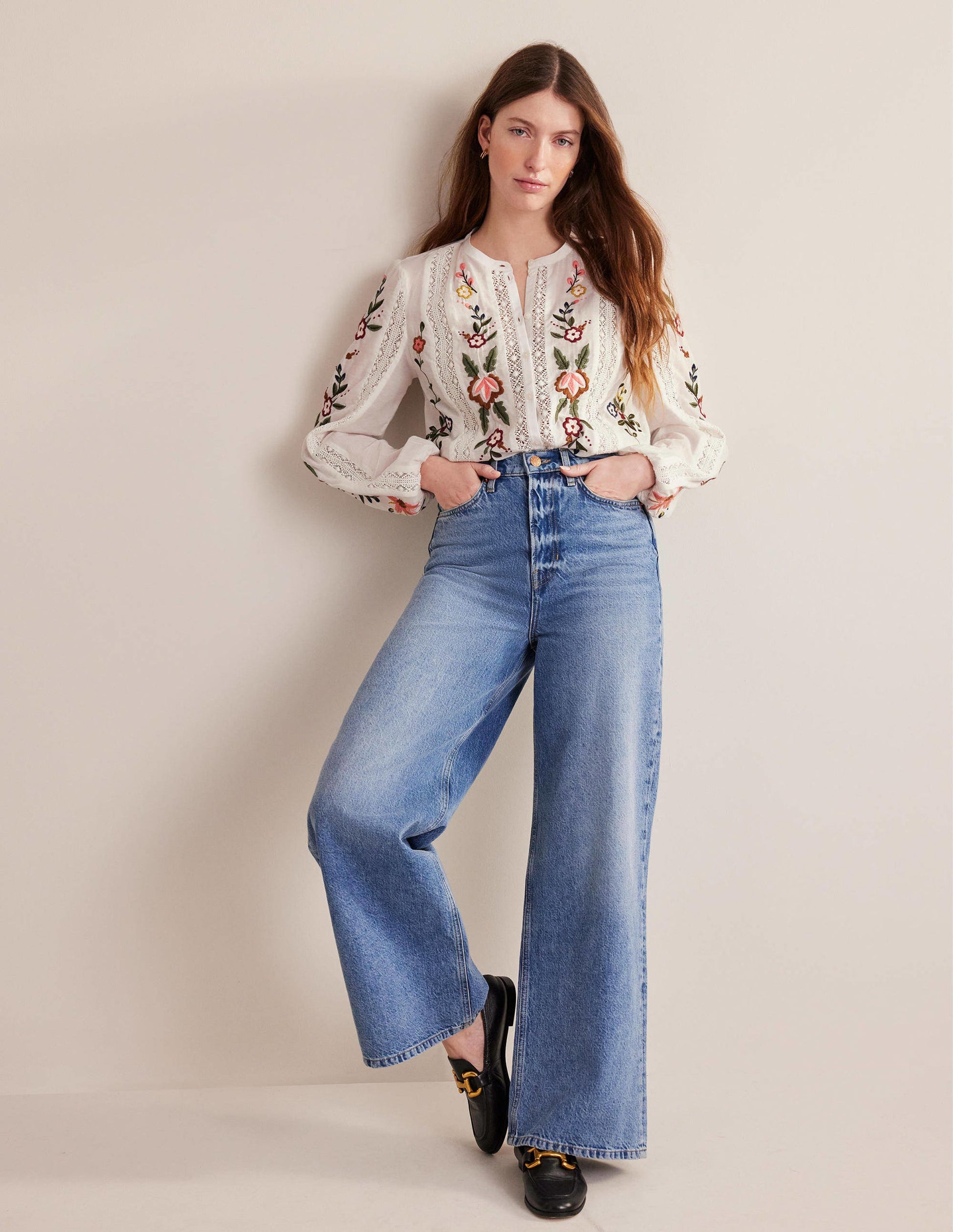 Floral Embroidered Blouse-White-4