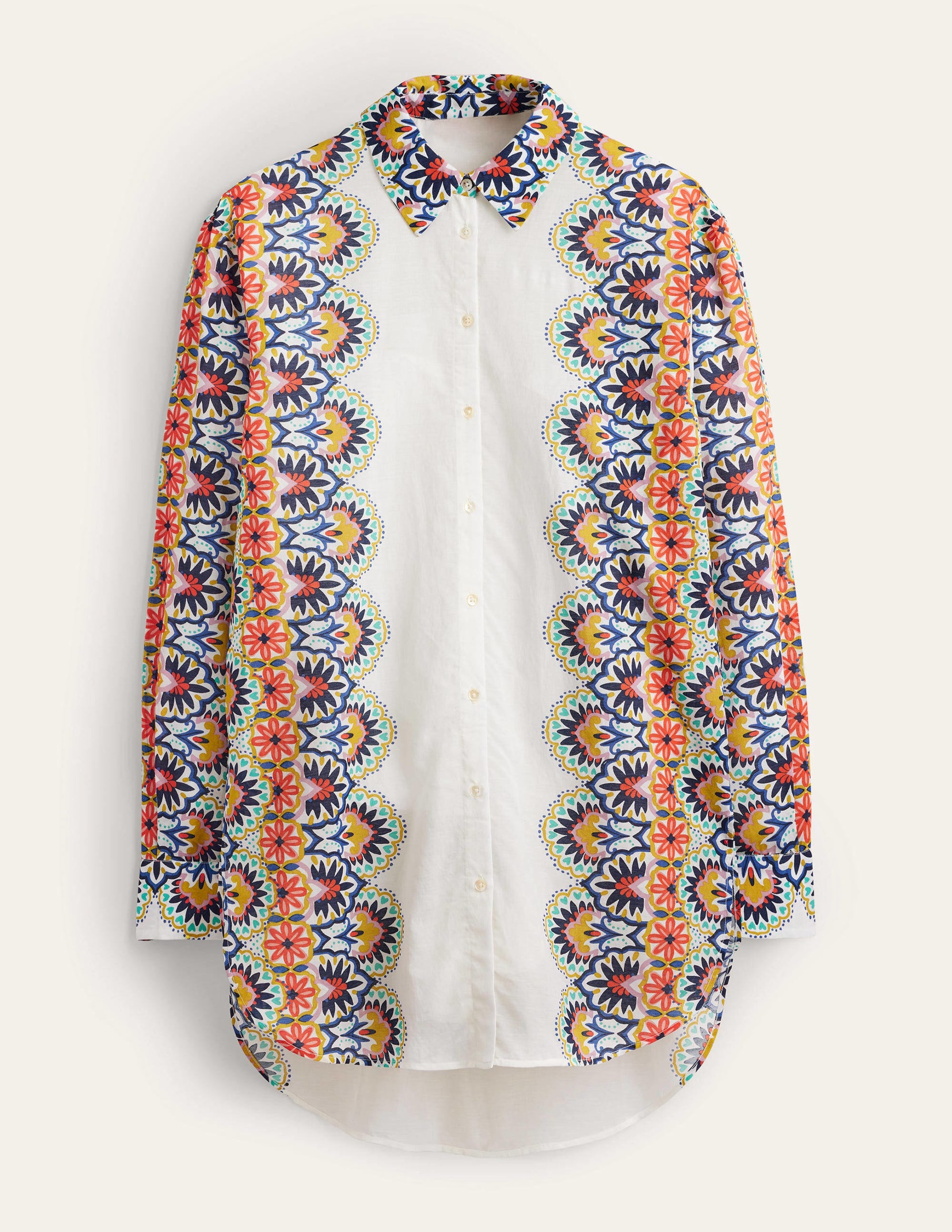 Holiday Longerline Shirt-Ivory, Floweret - Image 7