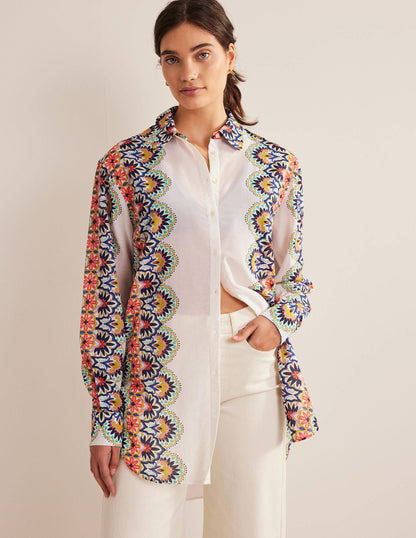 Holiday Longerline Shirt-Ivory, Floweret-4