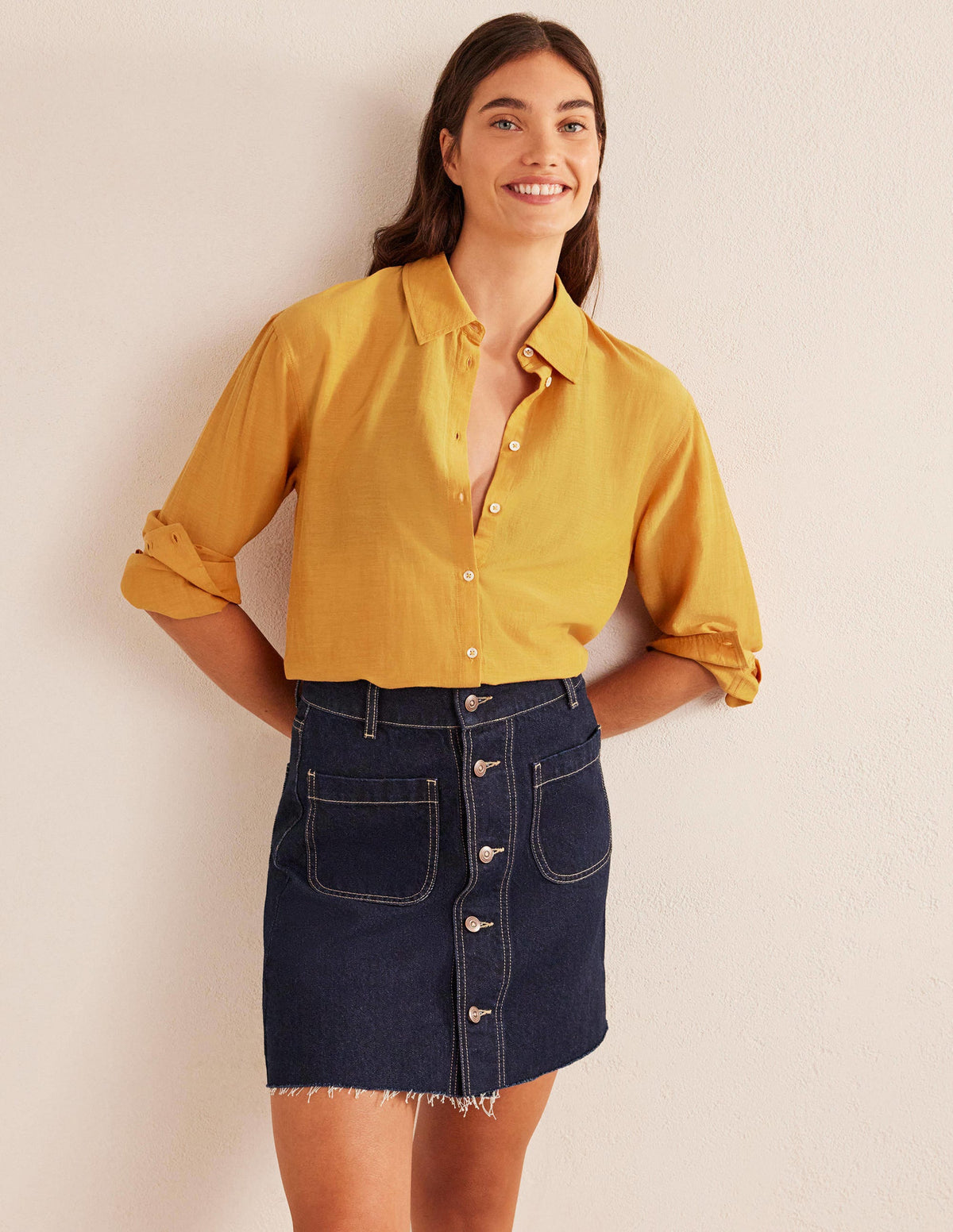 Holiday Longerline Shirt-Harvest Gold - Image 1