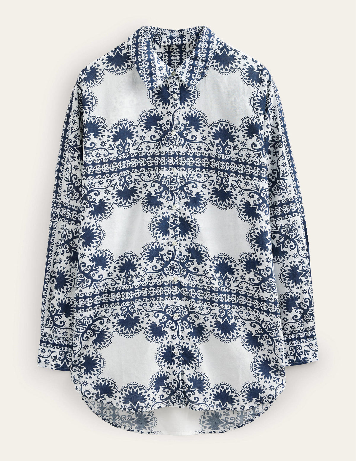 Holiday Longerline Shirt-Ivory, Tapestry Geo - Image 5