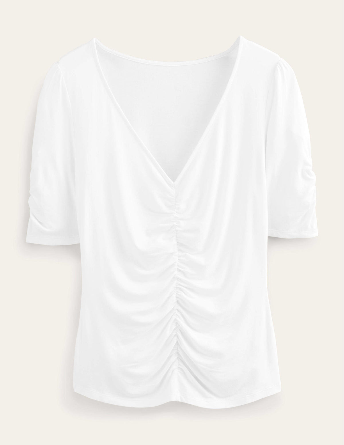 Ruched Front Printed Top-White - Image 5