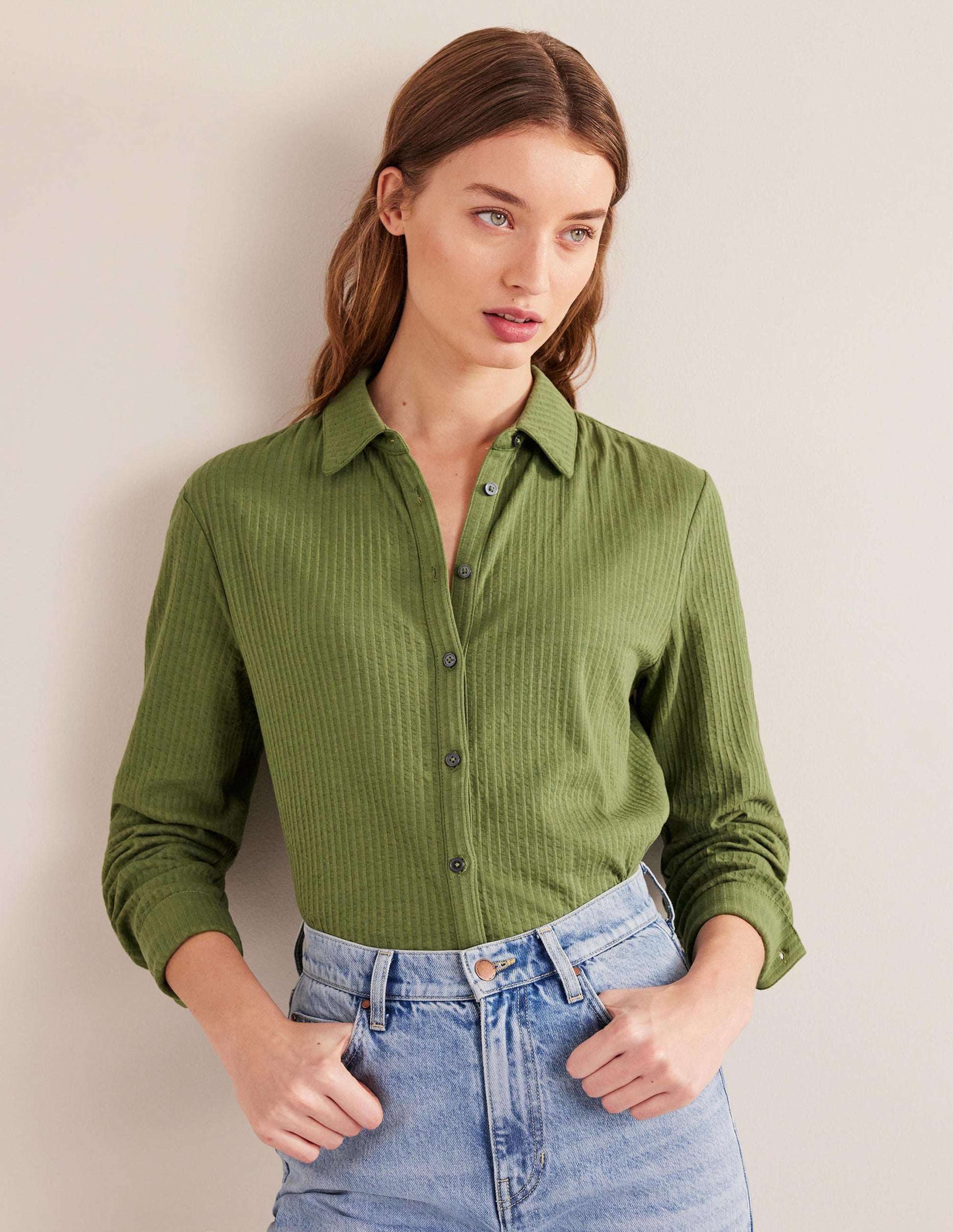 Textured Jersey Shirt-Washed Khaki-1