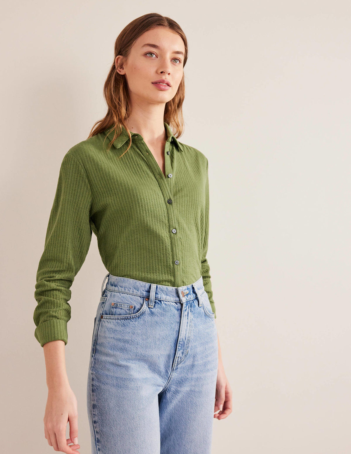 Textured Jersey Shirt-Washed Khaki - Image 4