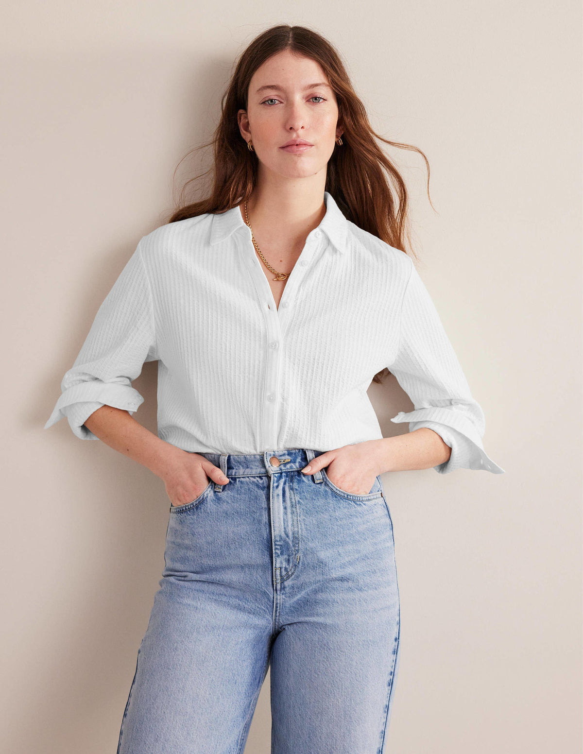Textured Jersey Shirt-White-4