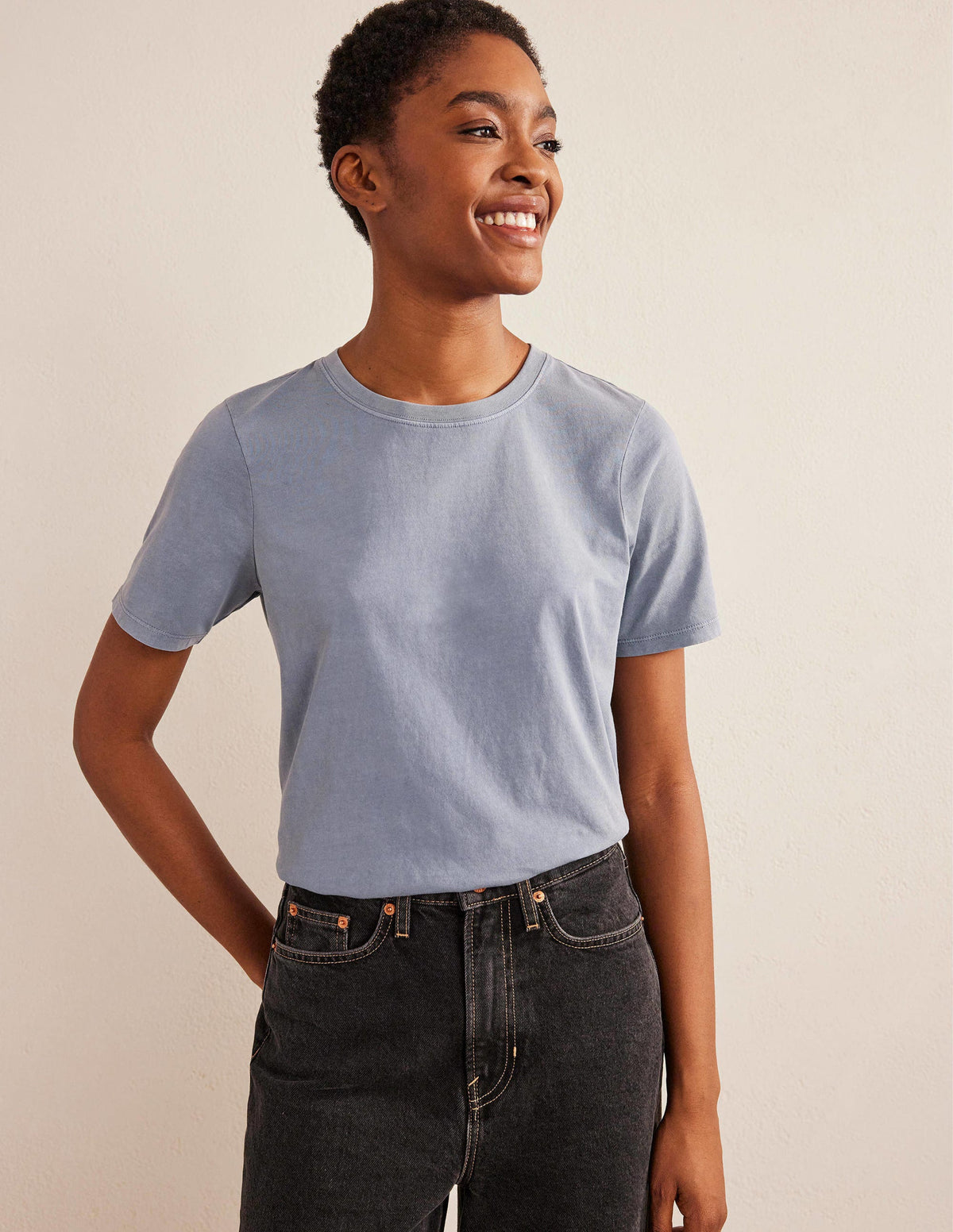 Vegetable Dyed Crew T-Shirt-Blue - Image 1