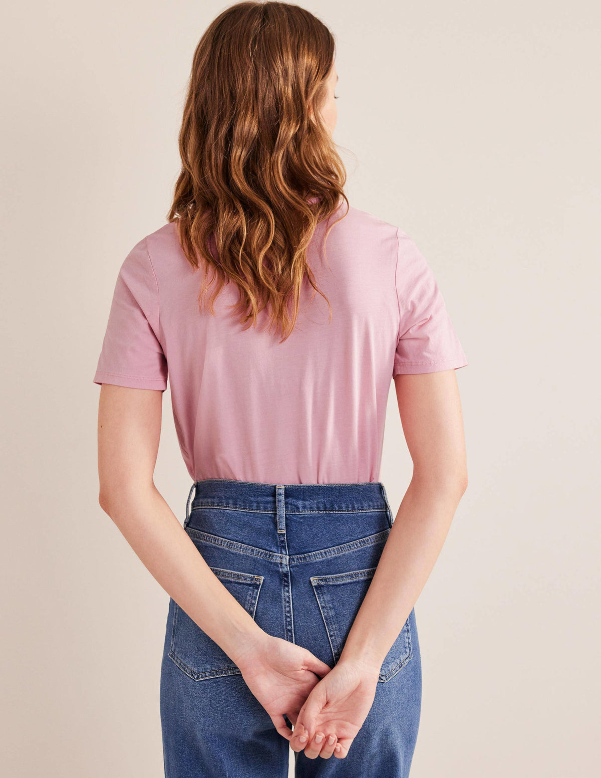 Vegetable Dyed Crew T-Shirt-Pink-3
