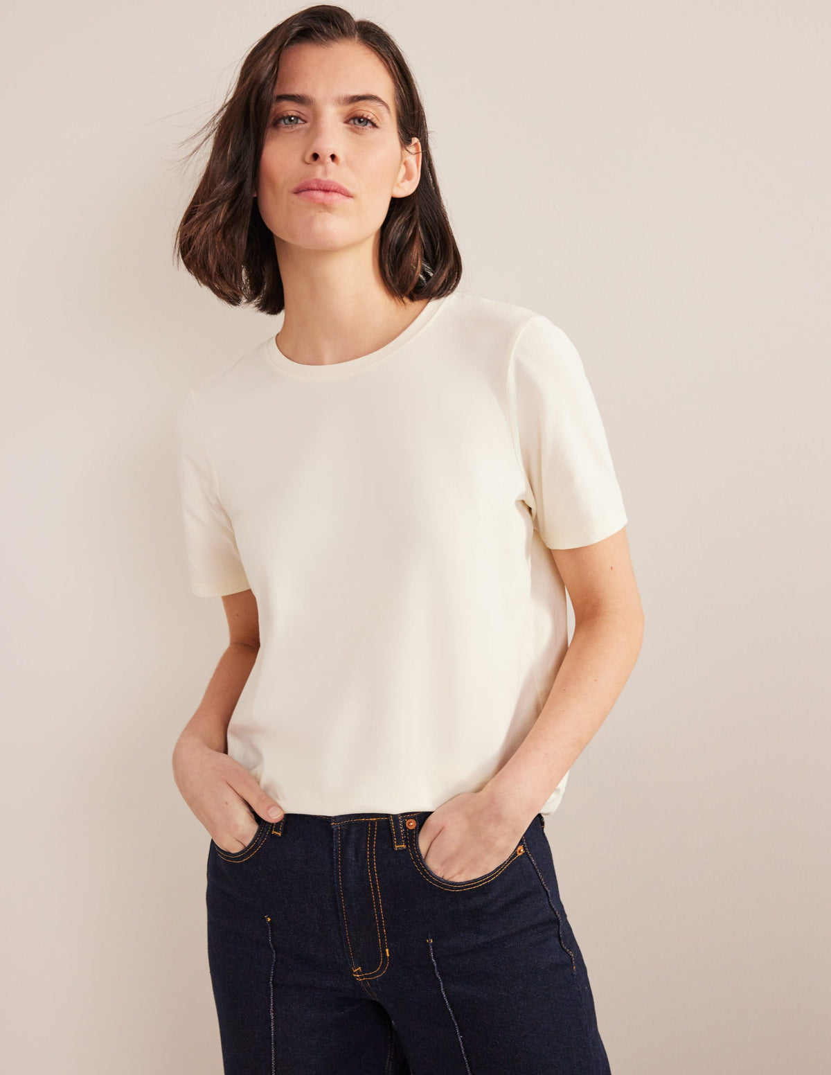 Vegetable Dyed Crew T-Shirt-Pale Yellow-1