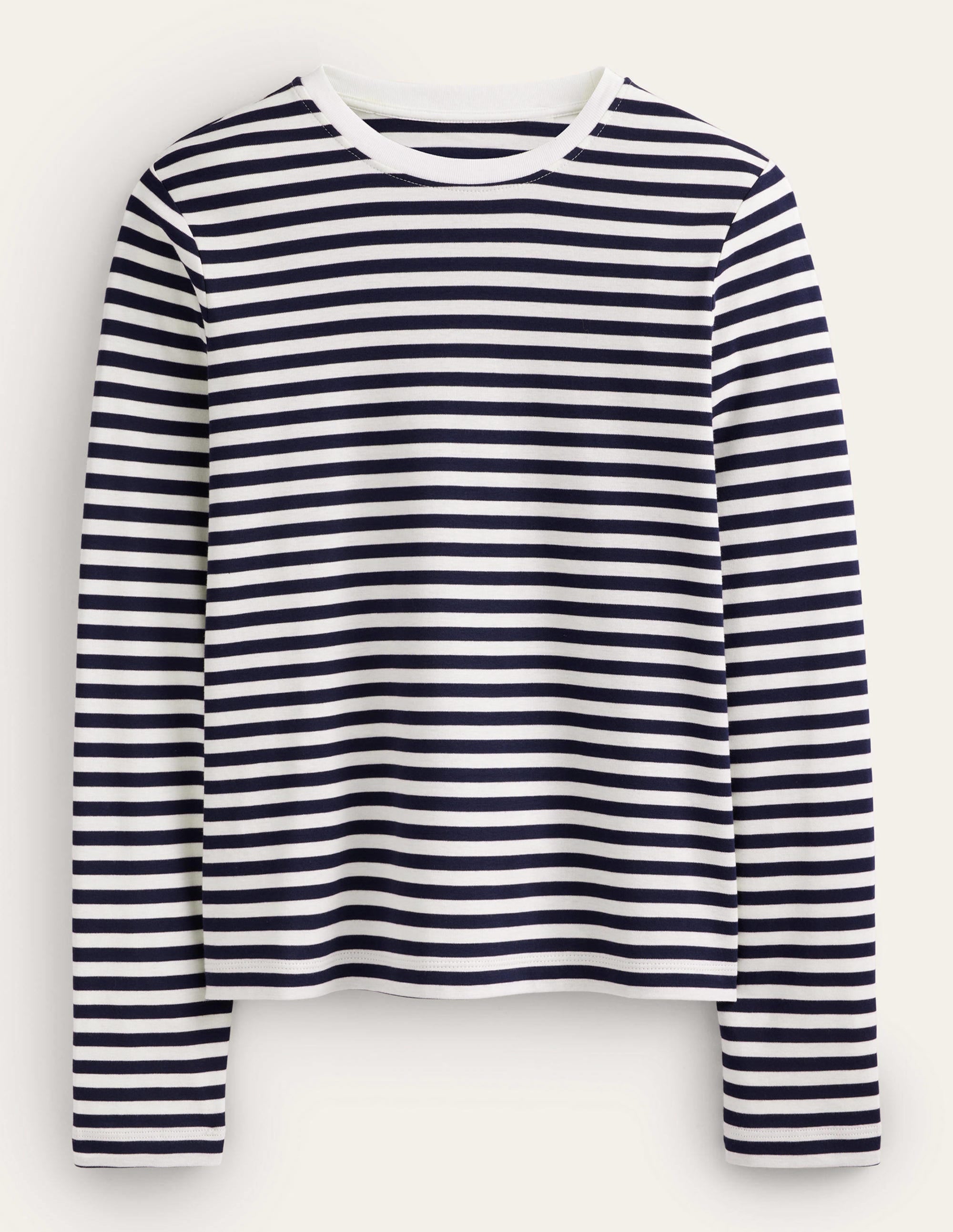 Perfect Long Sleeve T-Shirt-Ivory / Navy Stripe - Image 5