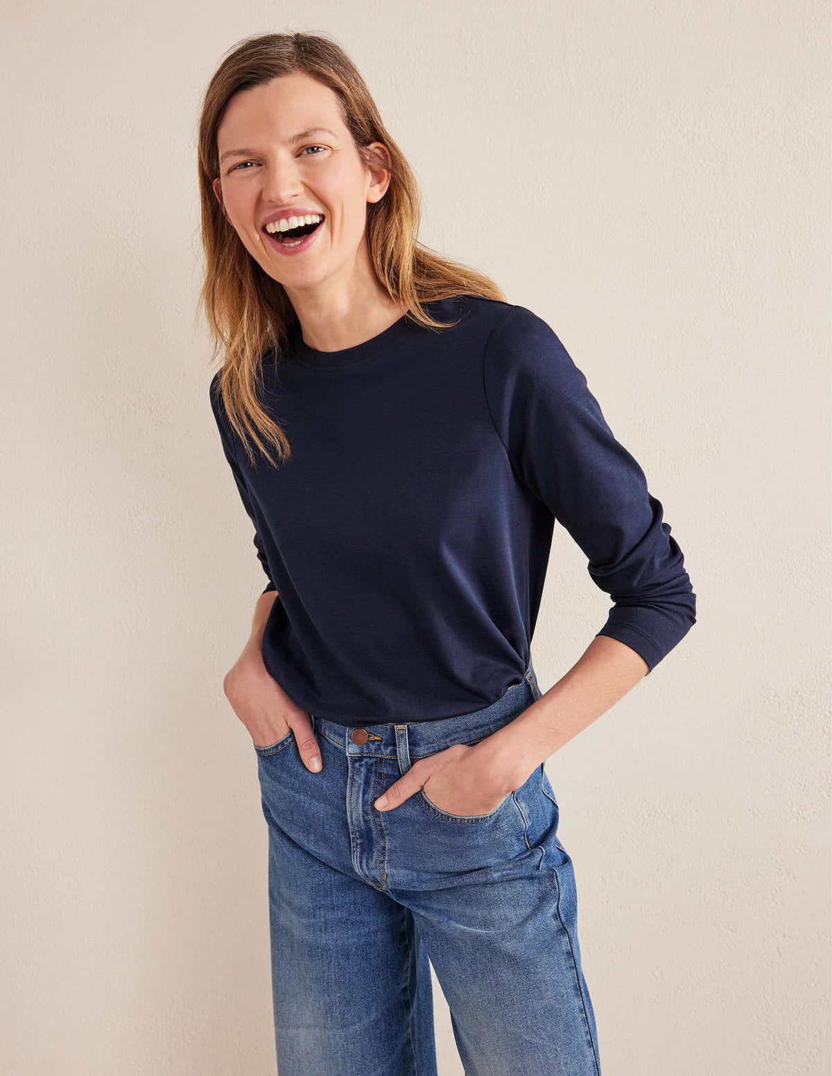 Perfect Long Sleeve T-Shirt-Navy-1