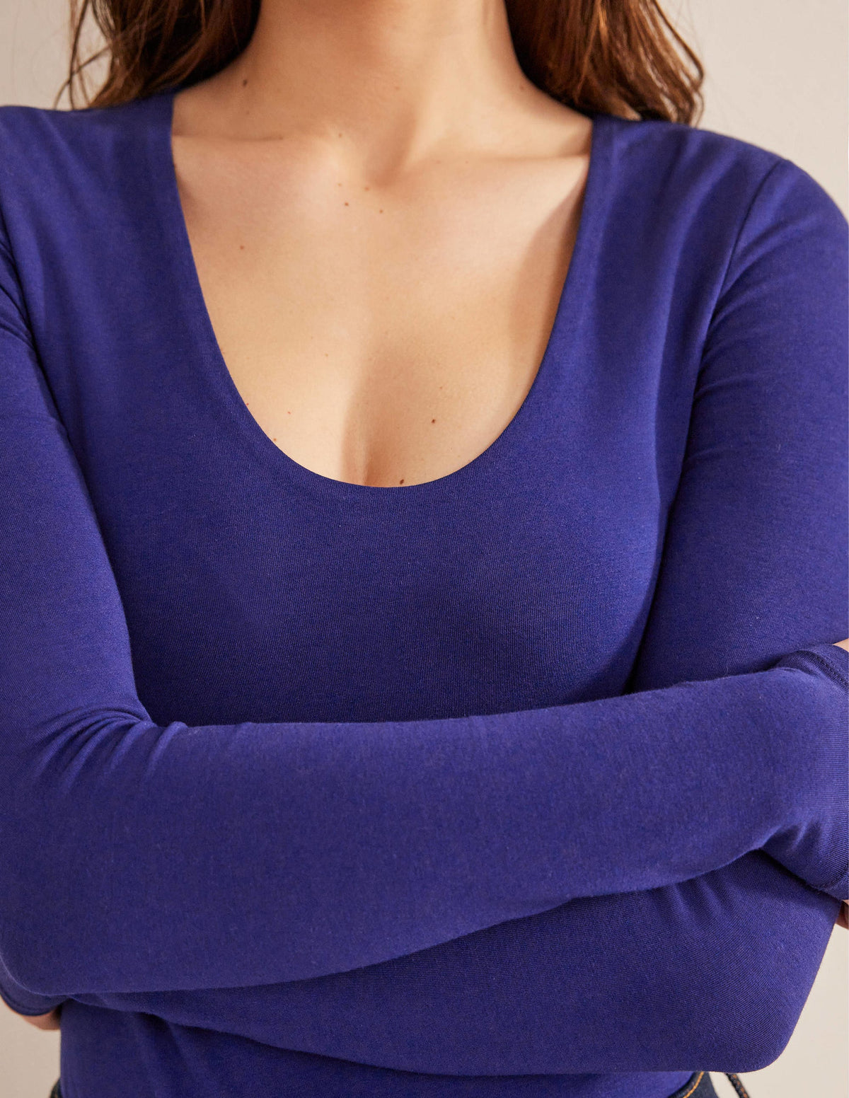 Double Layer Scoop Neck Top-Prussian Blue - Image 2