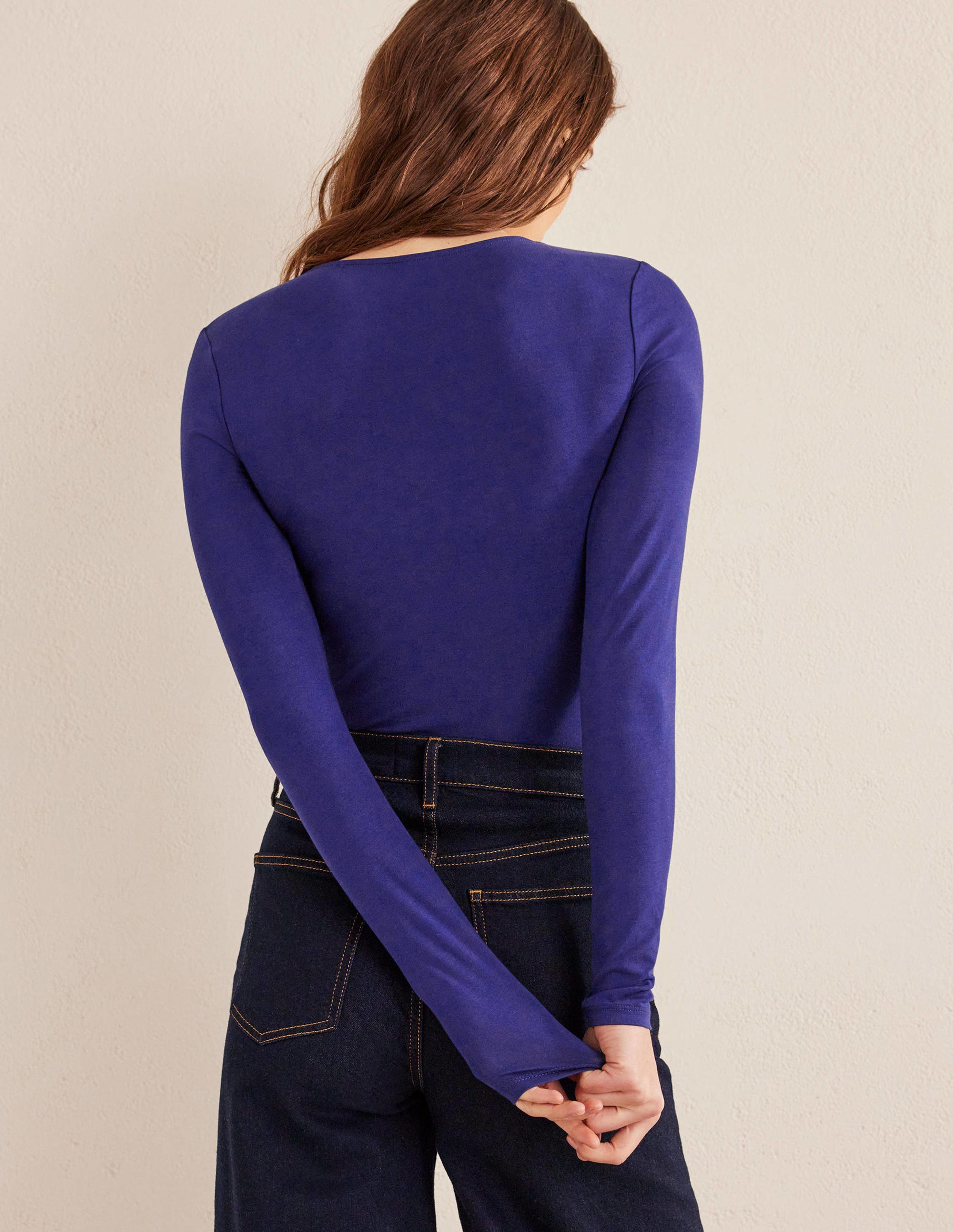 Double Layer Scoop Neck Top-Prussian Blue - Image 3