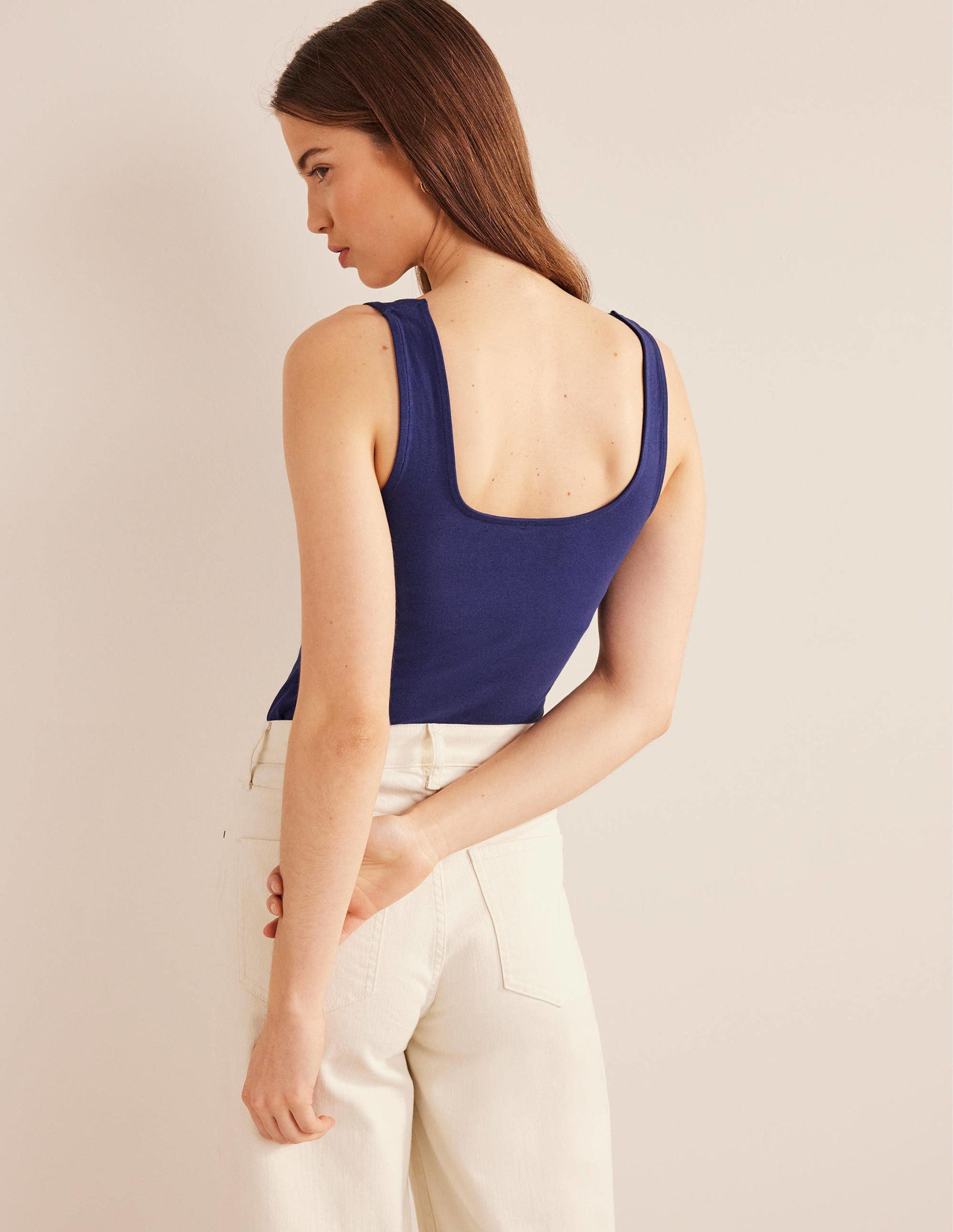 Double Layer Square Neck Vest-Prussian Blue-3