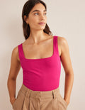 Double Layer Square Neck Vest-Ruby