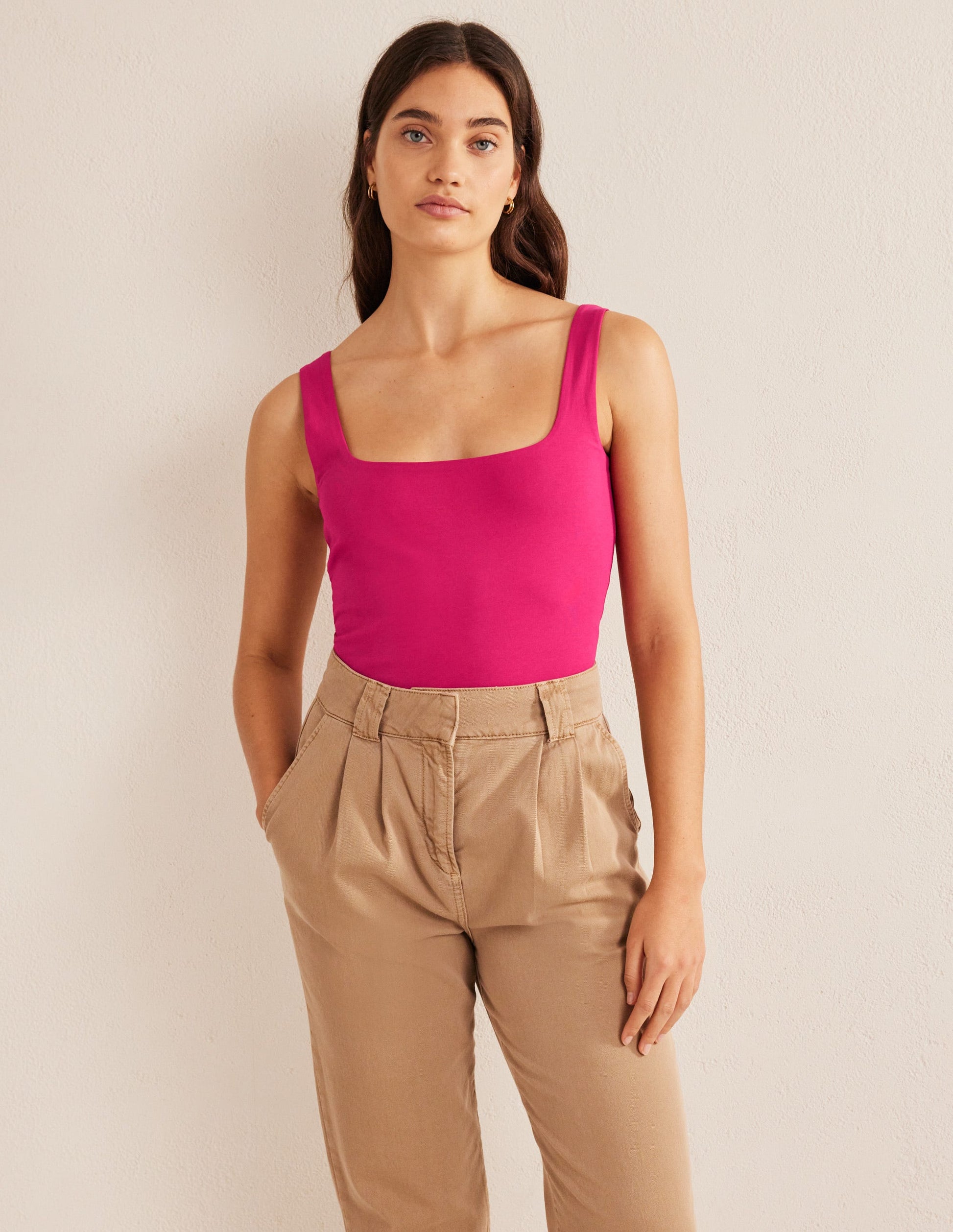 Double Layer Square Neck Vest-Ruby-4