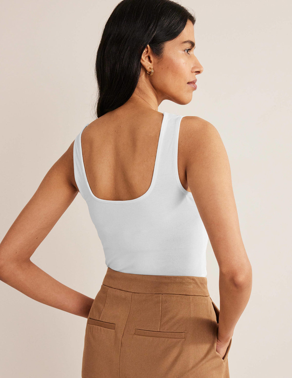 Double Layer Square Neck Vest-White-3
