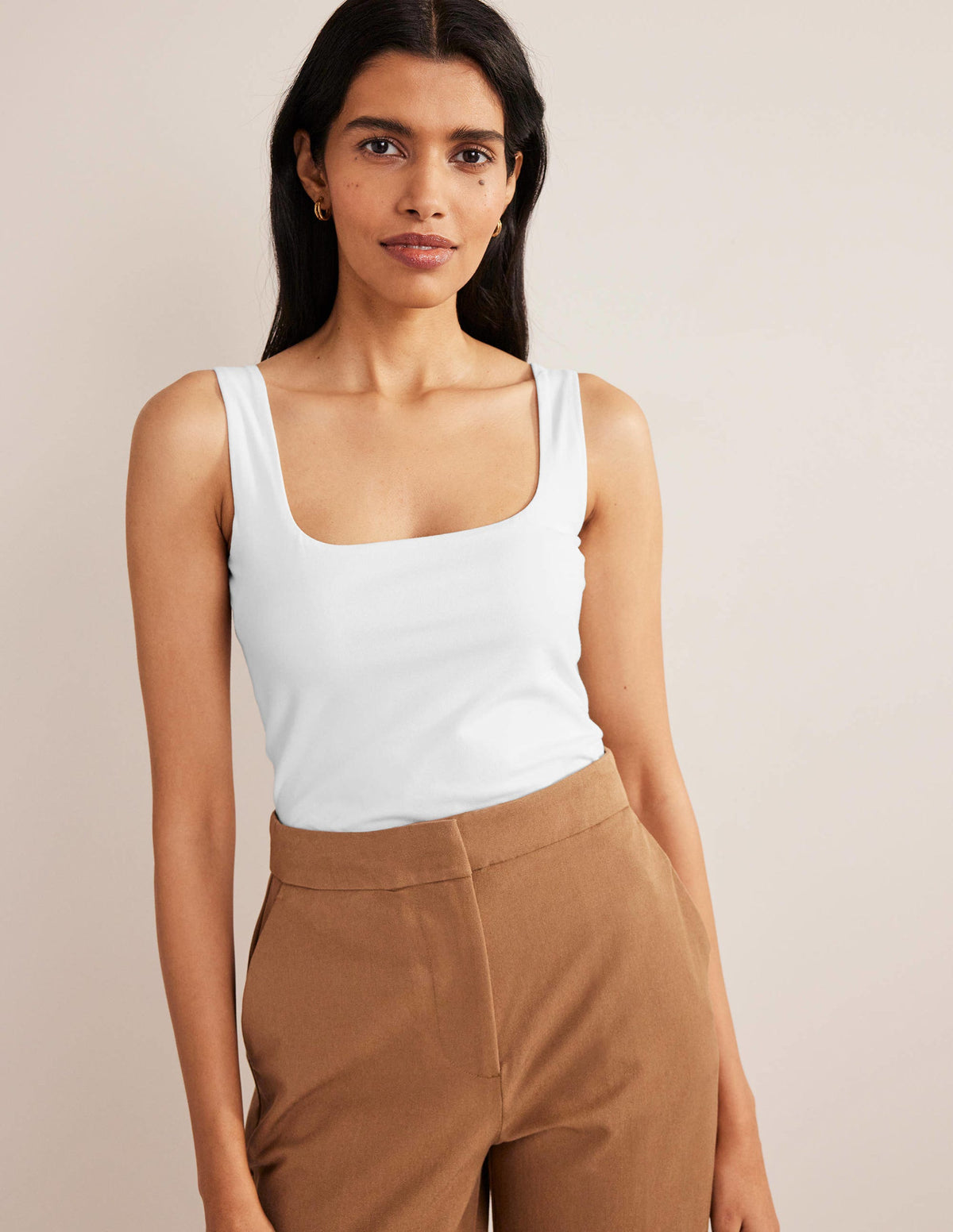 Double Layer Square Neck Vest-White - Image 4
