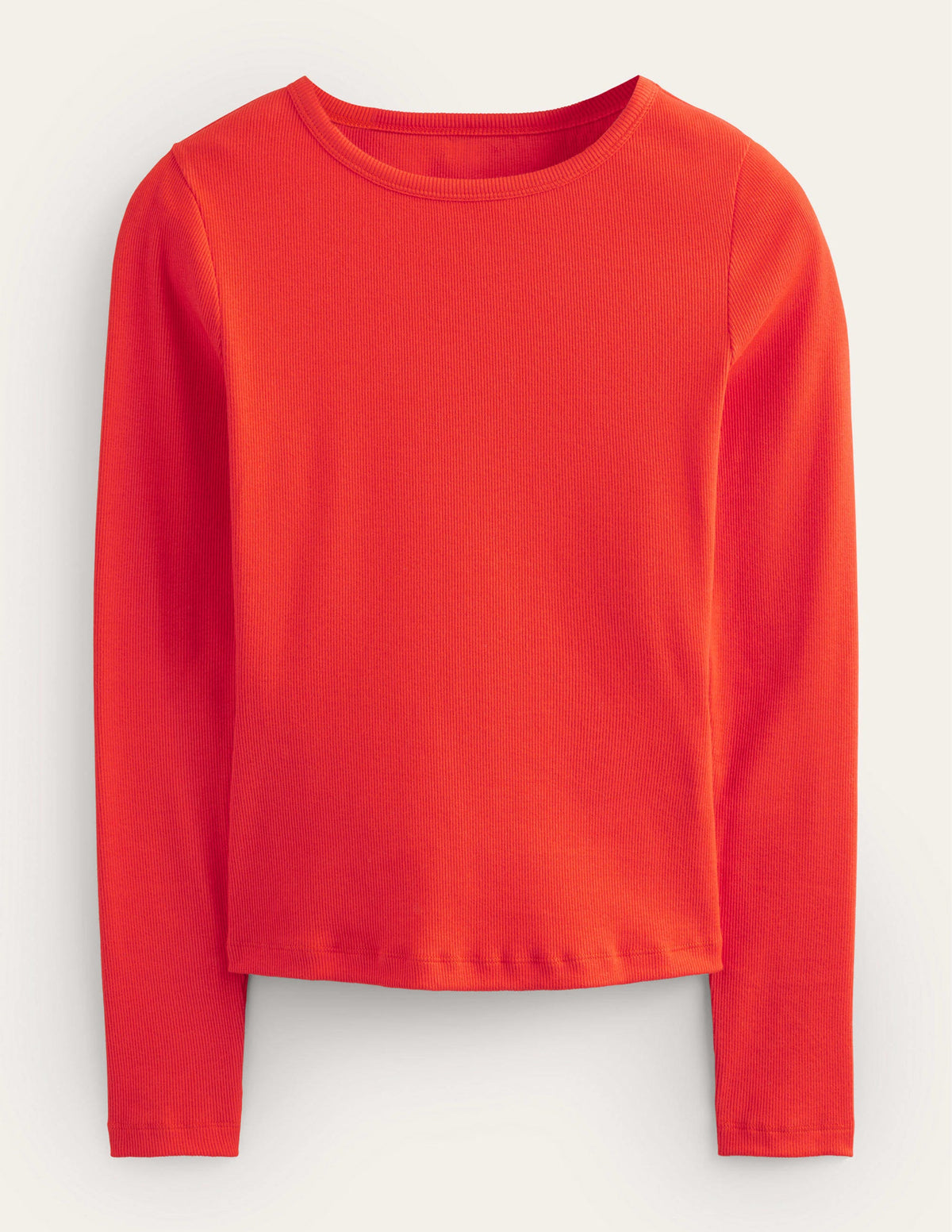 Cotton Ribbed Long Sleeve Top-Red Pop - Image 6