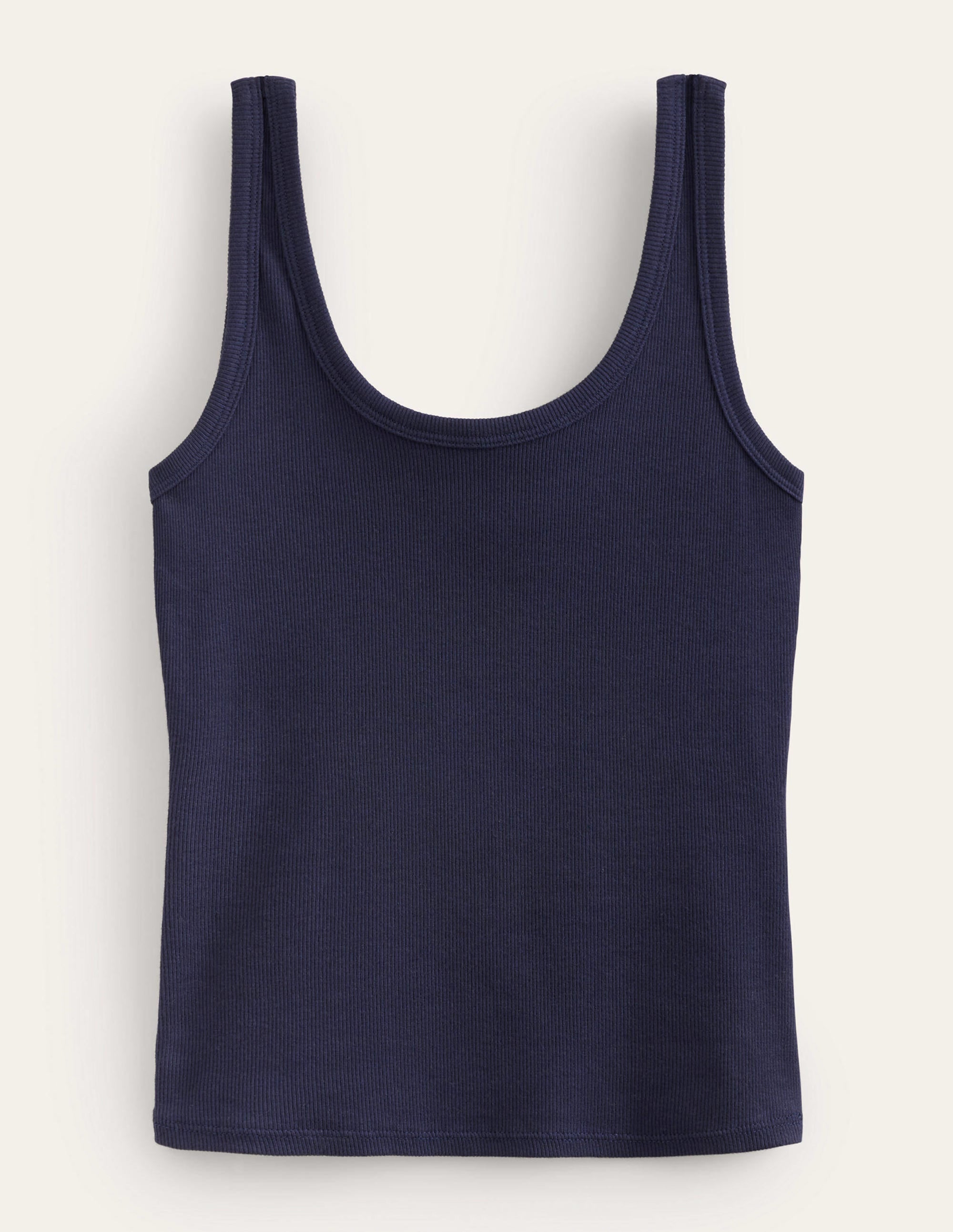Cotton Ribbed Scoop Vest-Navy - Image 5