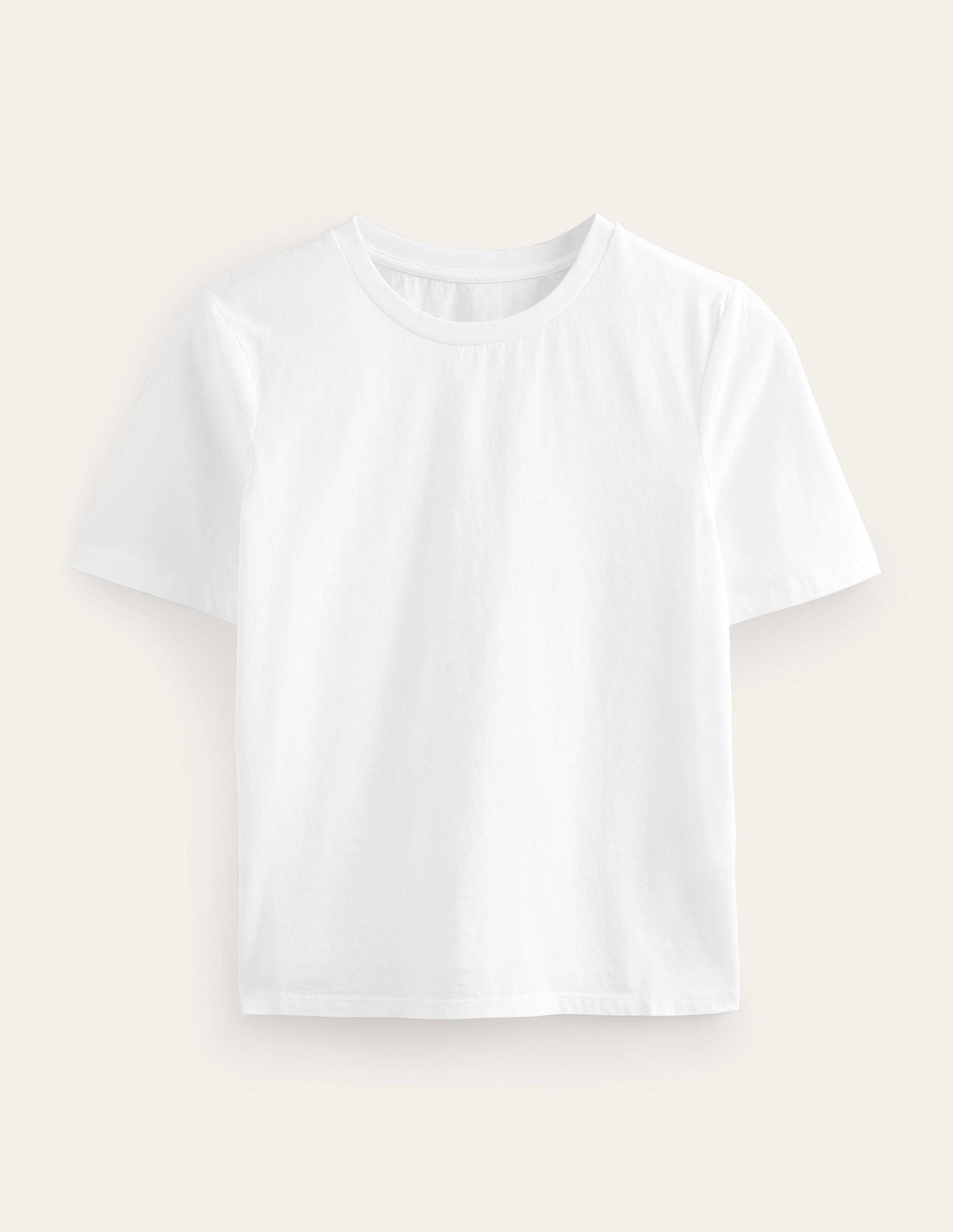 Pure Cotton Crew Neck T-shirt-White-6