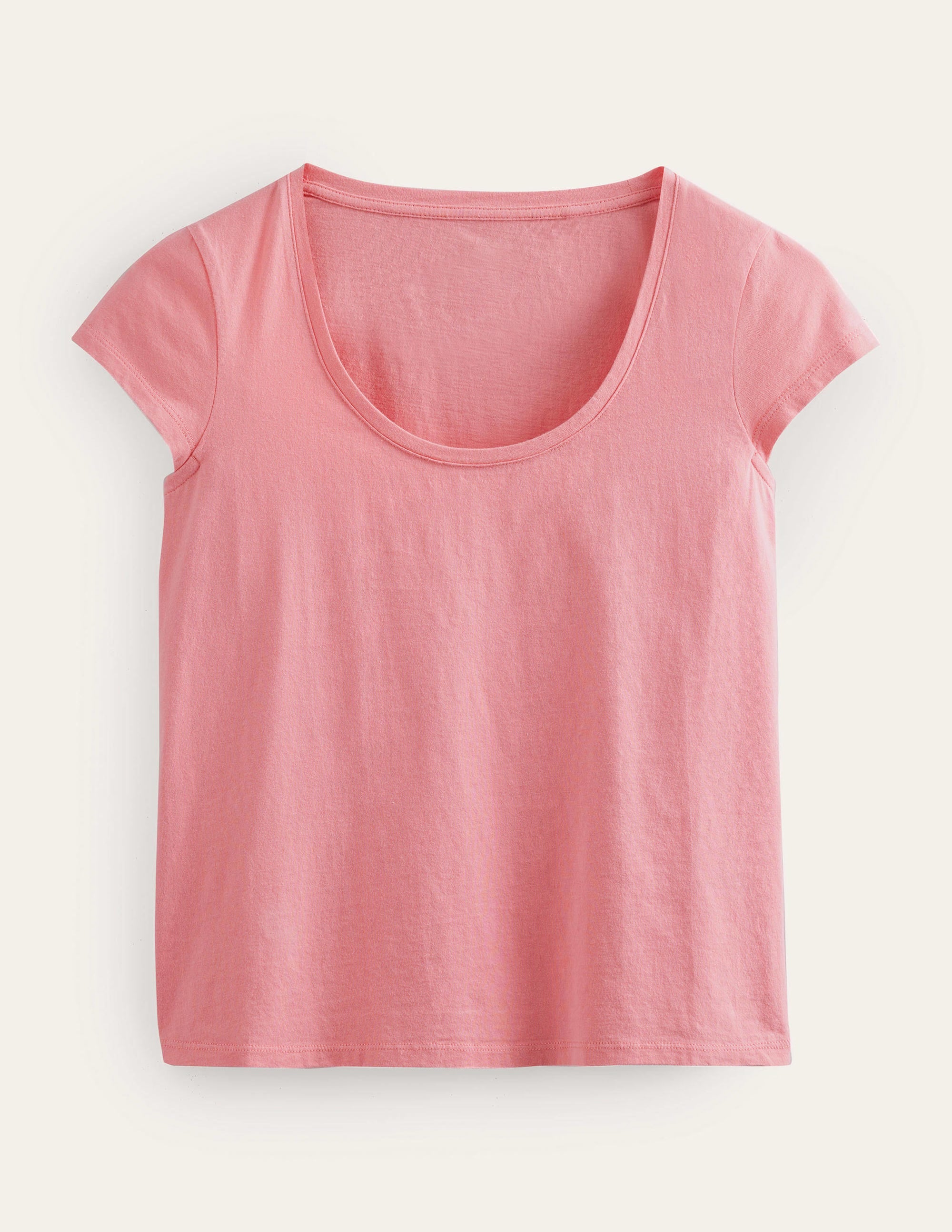 Pure Cotton Scoop Neck T-Shirt-Peach Sorbet - Image 5