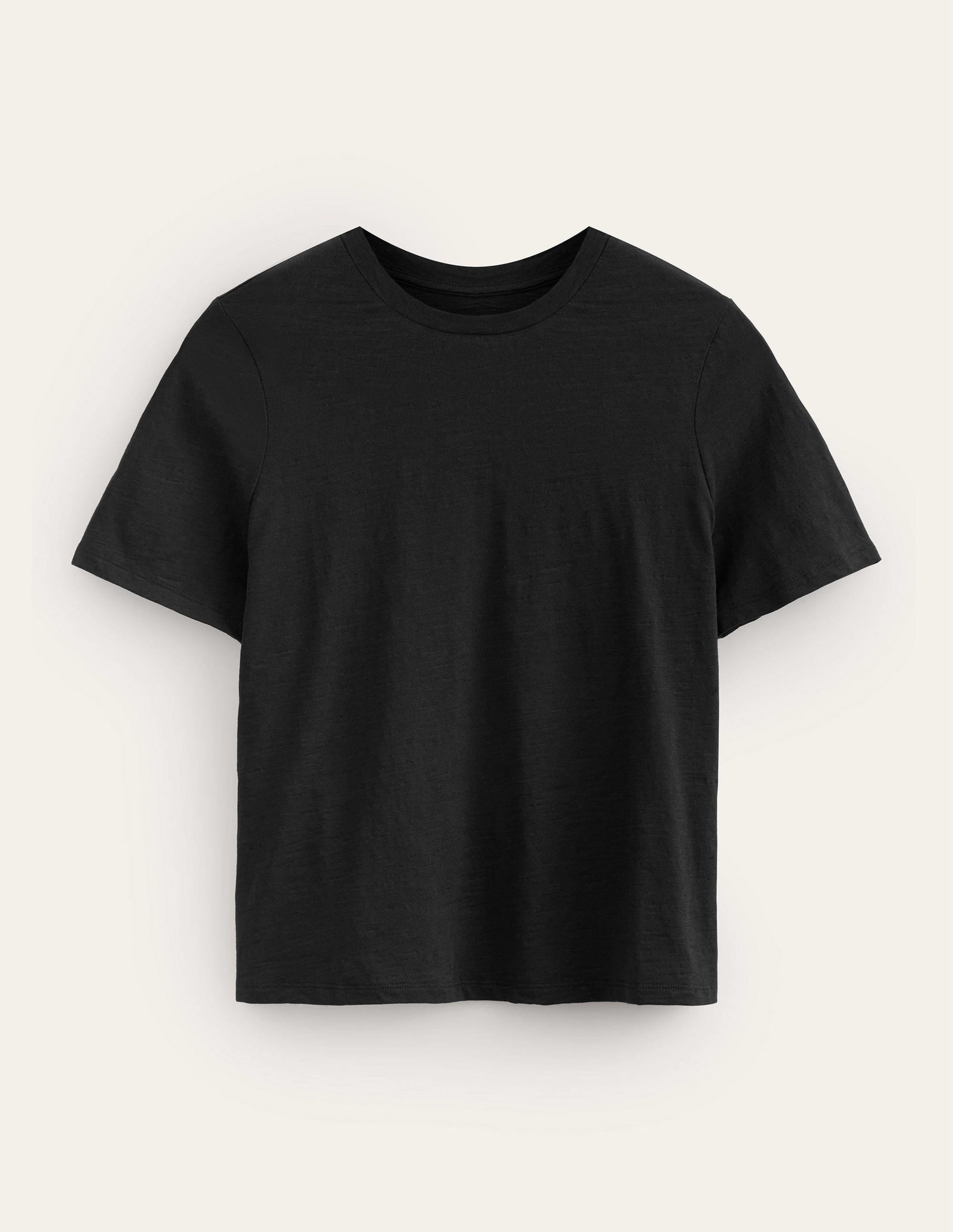 Cotton Crew Neck T-Shirt-Black - Image 5